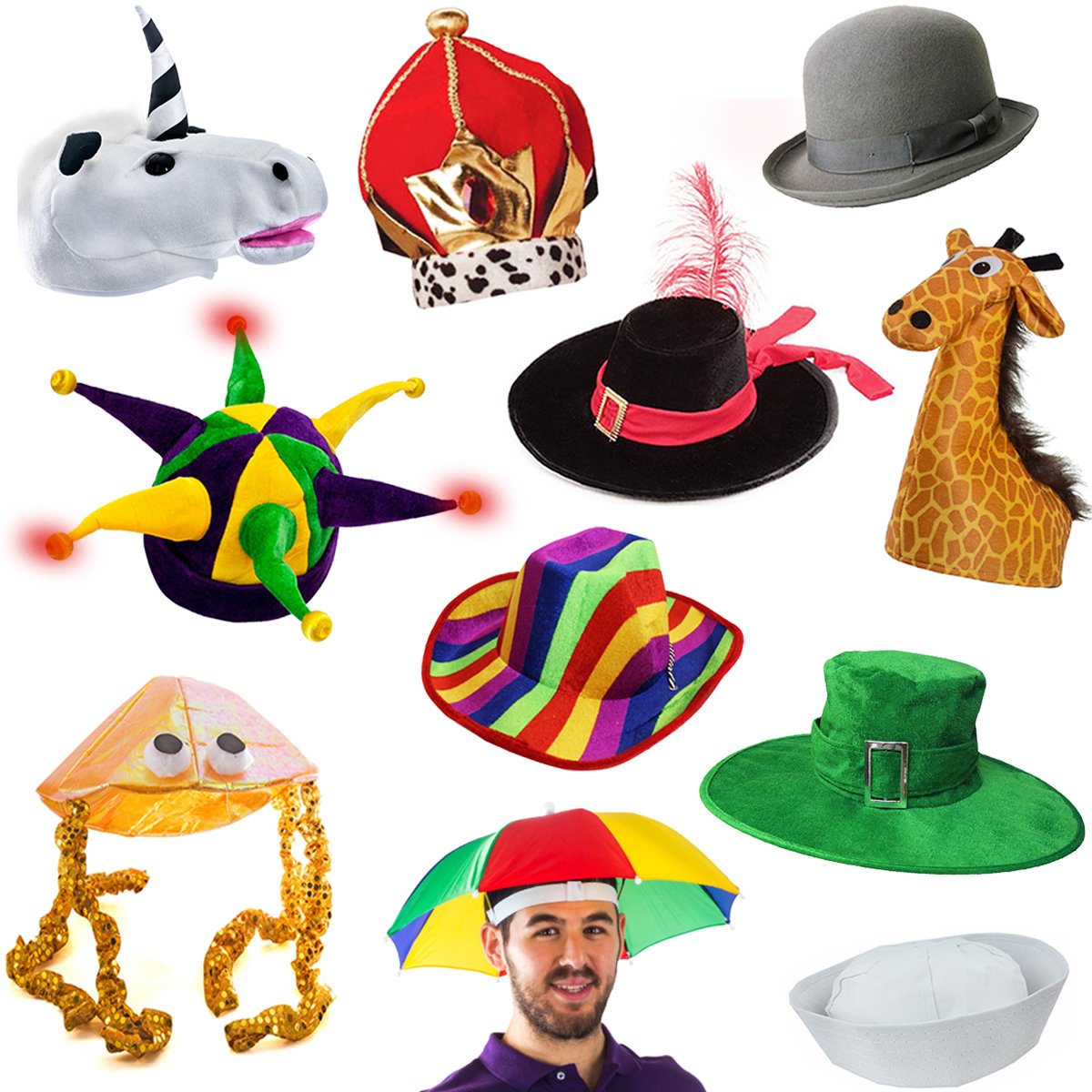 6 Pack Funny Party Hats - Assorted Color Dress Up Costumes & Celebration Hats for Birthday, Halloween, Cosplay, and Festive Events