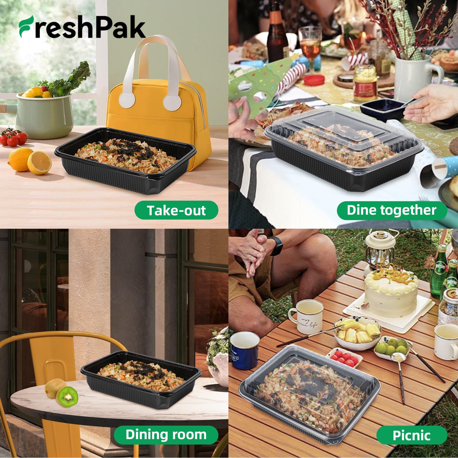 Eco-Friendly 40-Pack Reusable Meal Prep Containers with Airtight Lids - 47oz BPA-Free Microwave & Freezer Safe Plastic Food Storage Boxes - Perfect for Meal Prepping, Office Lunches & Picnics