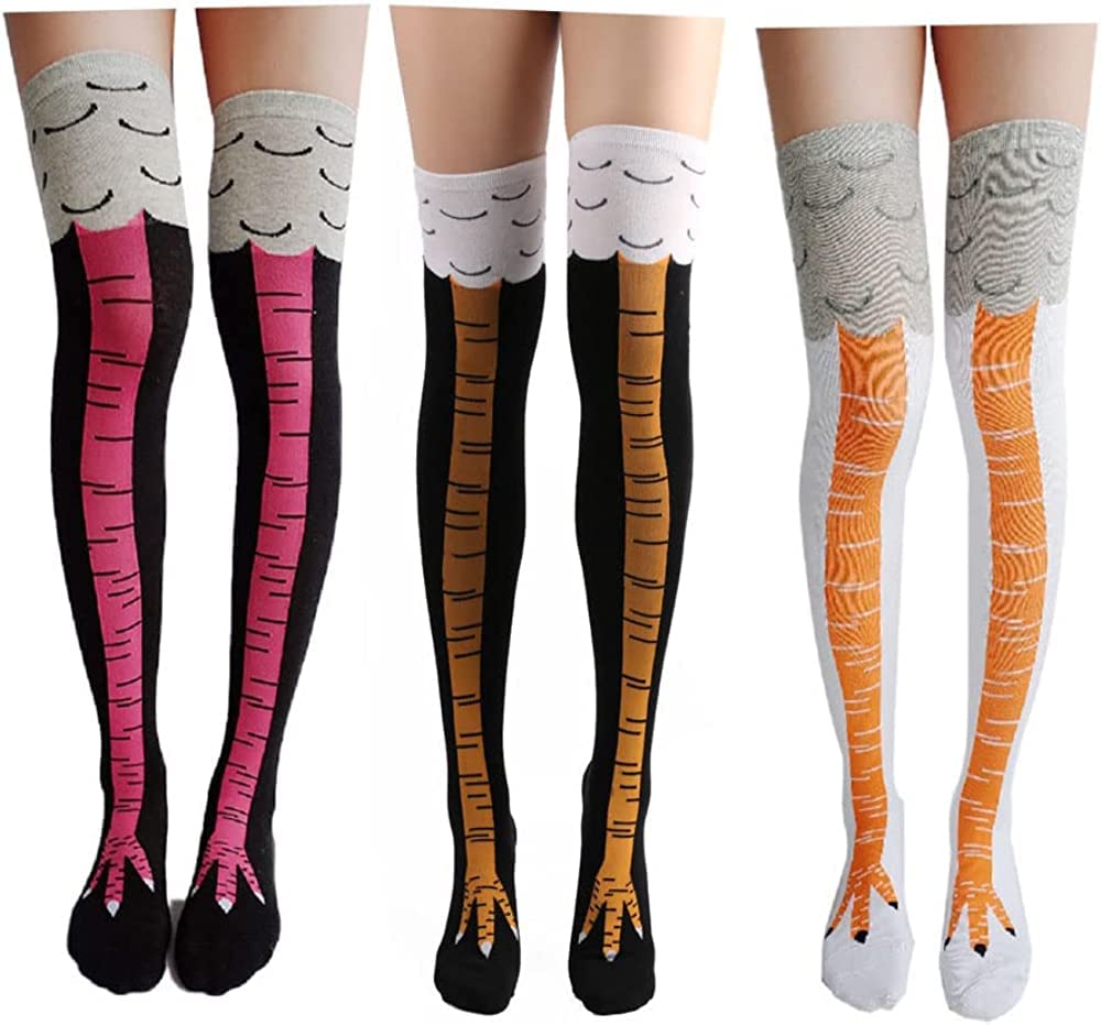 Funny Chicken Leg Socks - Novelty Animal Paw Stockings for Adults & Kids - Perfect White Elephant Gag Gift, Crazy Prank Present - Great for Christmas Stocking Stuffers, Costume Parties & Silly Surprises