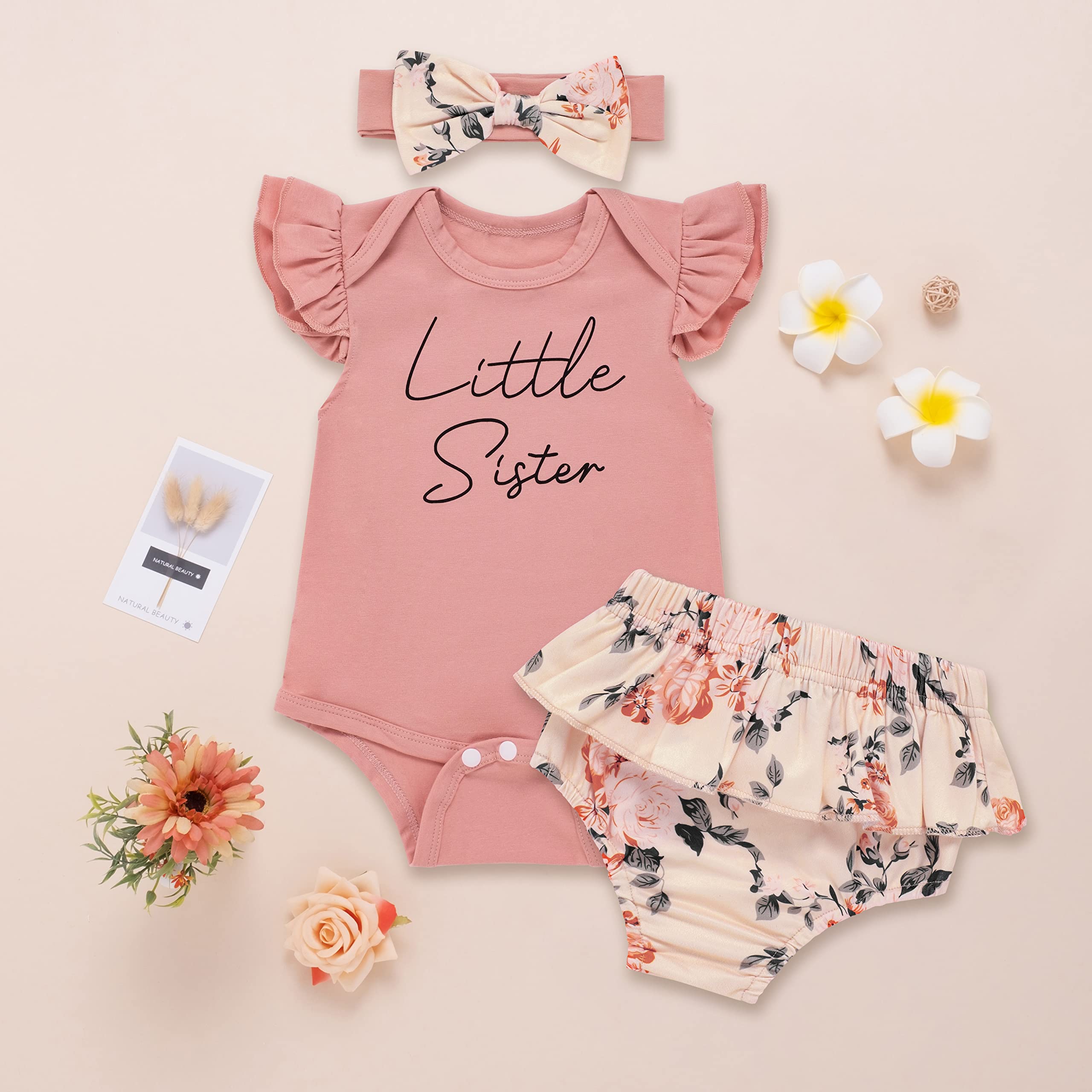 Adorable Toddler Baby Girl Matching Outfit - Pink Floral Pants Set for Little Sister & Big Sister | Perfect for Family Photos, Sibling Bonding & Special Occasions