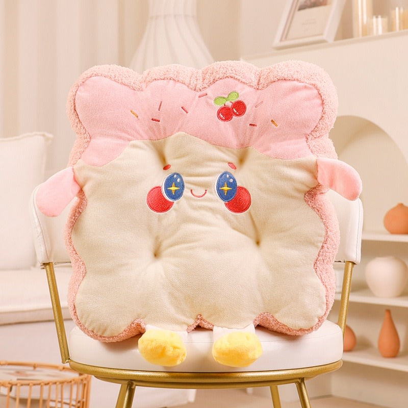 Kawaii Toast Seat Cushion - Soft Bread-Shaped Chair Pad for Home & Office - Perfect for Gaming Chairs, Desk Chairs, and Car Seats