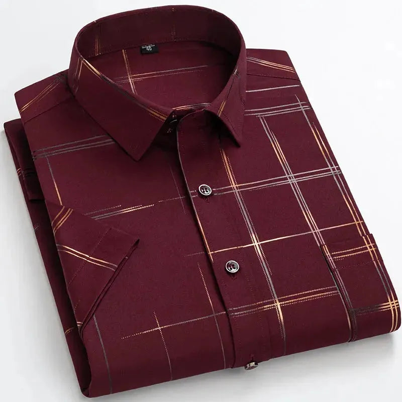 Breathable Summer Slim Fit Men's Striped Casual Shirt | Lightweight Button Down for Office, Beach & Outdoor Activities
