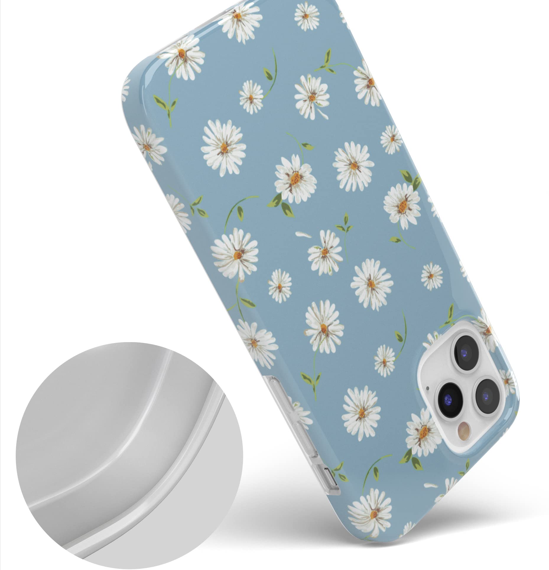 Casely iPhone 12/12 Pro Case - Daisy Daydream Baby Blue Floral Ultra-Slim Protective Cover | Perfect for Everyday Use, Office & Travel
