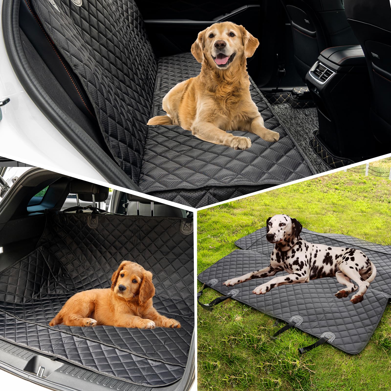 **Waterproof Dog Car Seat Cover for Back Seat - Non-Slip, Durable & Soft Pet Bench Seat Protector for Cars, Trucks & SUVs (Black) - Perfect for Travel, Outdoor Adventures & Daily Commutes**