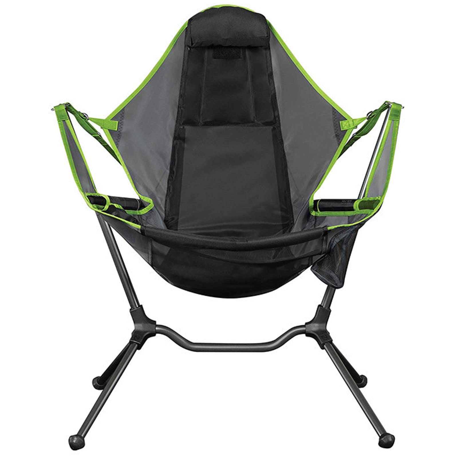 ROWGEE Portable Folding Rocking Camping Chair for Adults - Lightweight Aluminum Alloy Outdoor Swing Chair with Backrest, Supports 265 lbs (Green) - Perfect for Camping, Fishing, Beach, Backyard & Patio Relaxation