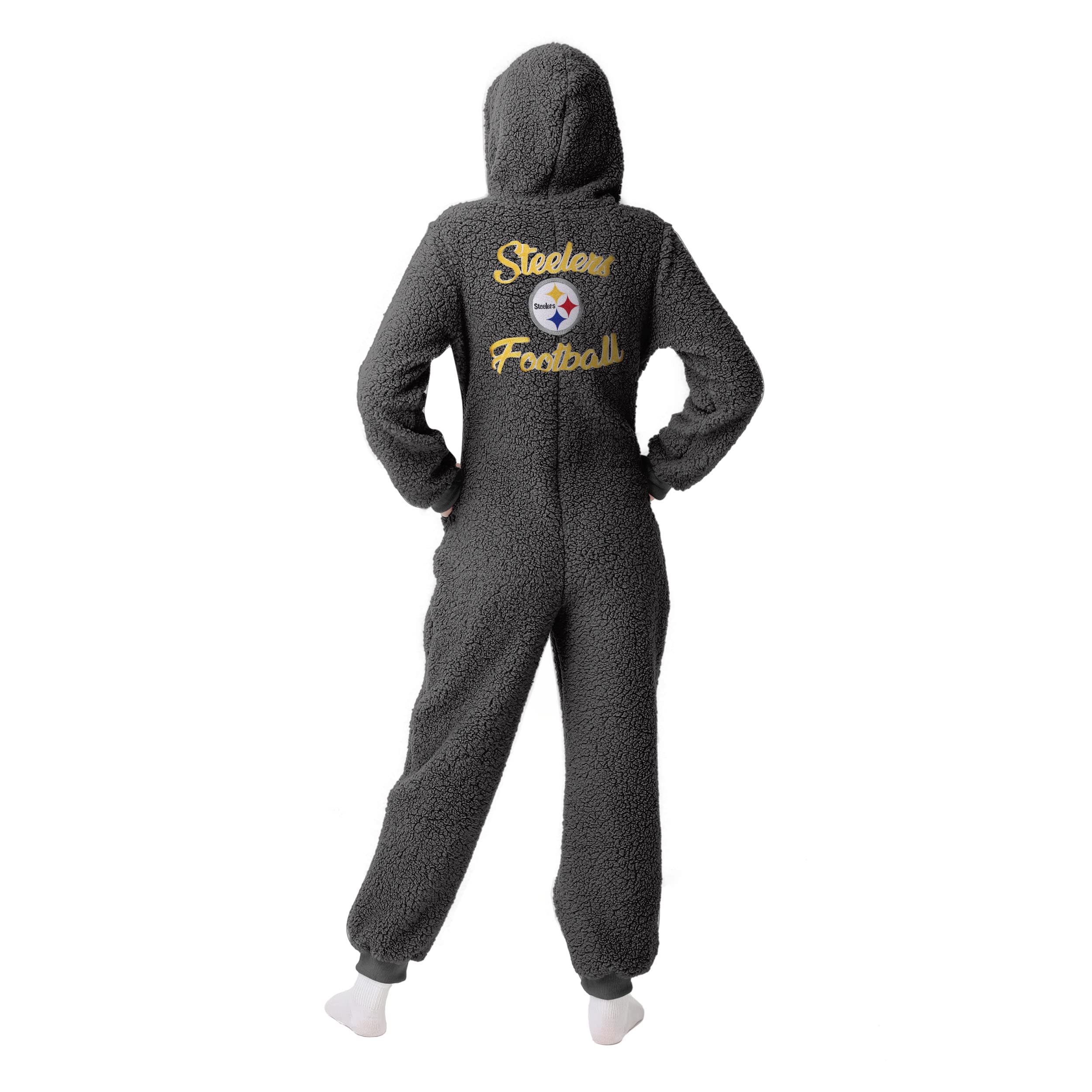 FOCO Women's NFL Team Logo Sherpa Onesie - Cozy One-Piece Lounge Pajamas for Football Fans | Perfect for Game Day, Winter Nights & Relaxing at Home