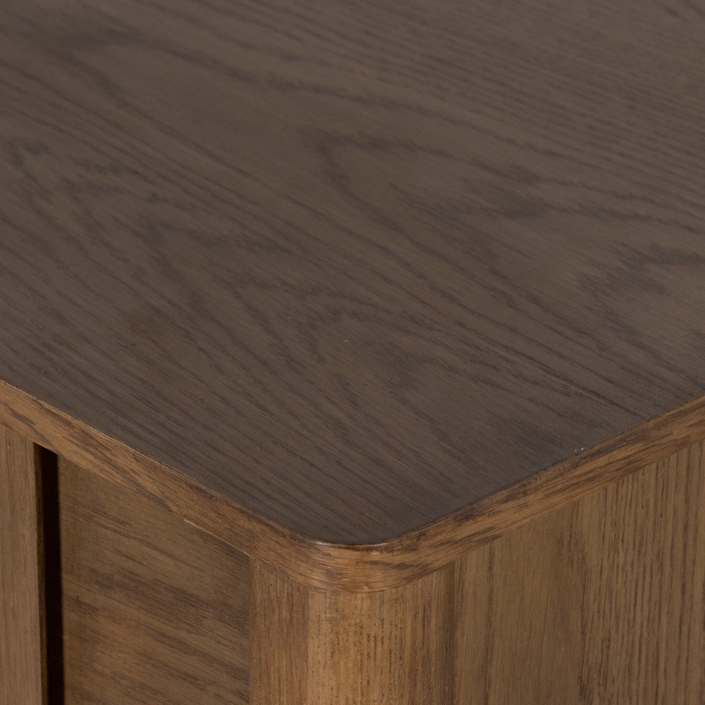 Pollard Media Console - Modern TV Stand with Tan Oak Veneer for Living Room, Home Theater & Entertainment Center | Stylish Storage Cabinet for TV, Gaming Consoles & Electronics