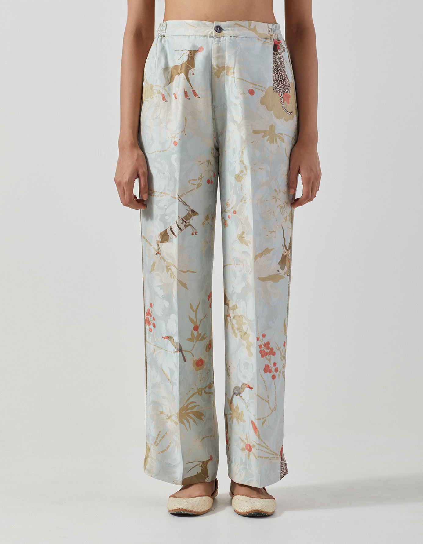 Luxury Silk Pajamas for Women - Ice Blue Damask Print Sleepwear Set - Perfect for Relaxing at Home & Gift Giving
