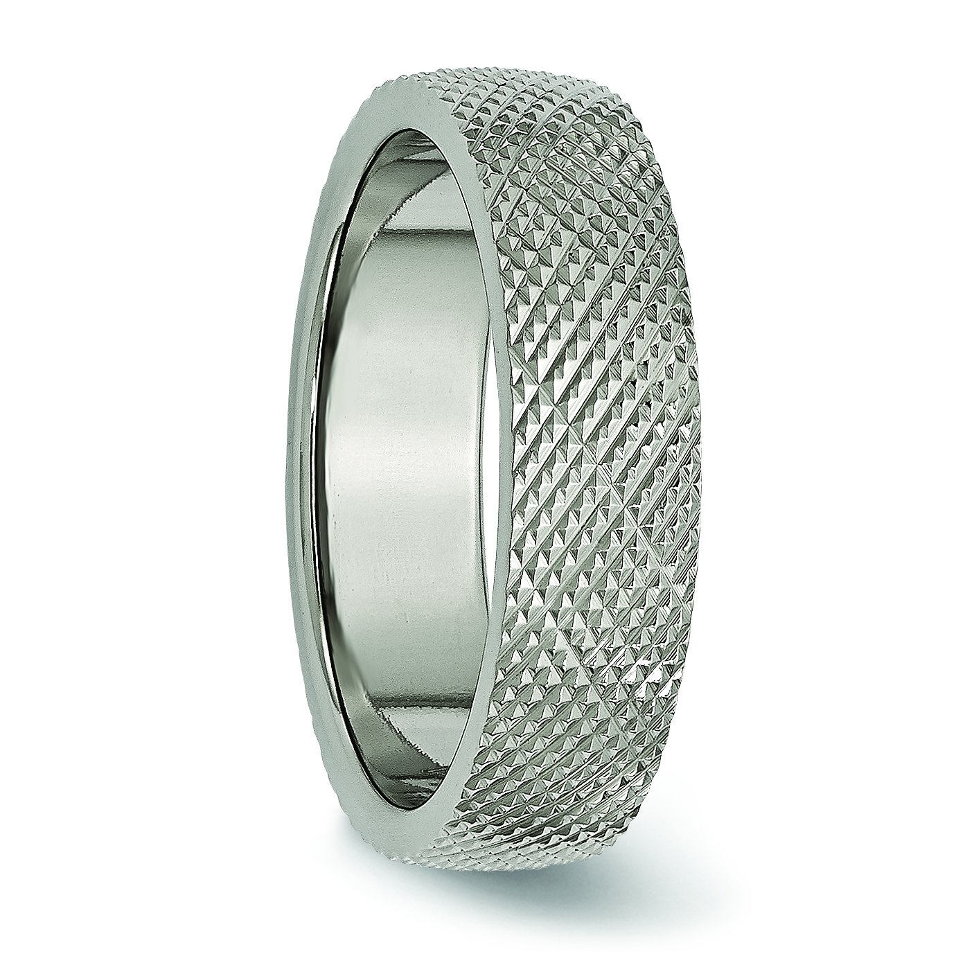 6mm Titanium Men's Wedding Band Ring - Textured Flat Edge Design for Comfort & Style - Perfect for Engagement, Anniversary & Everyday Wear