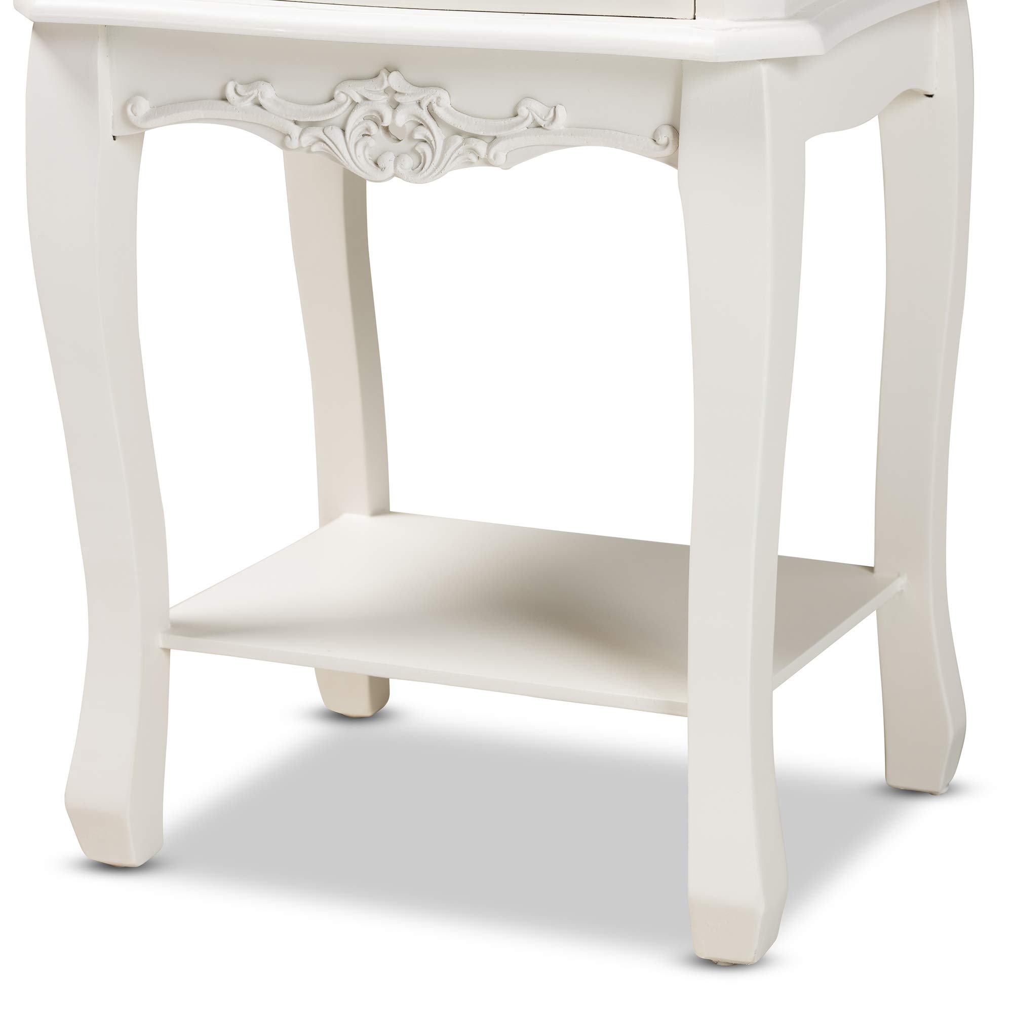 Baxton Studio Modern Nightstand with White Oak Finish - Stylish Bedside Table for Bedroom, Living Room, or Guest Room