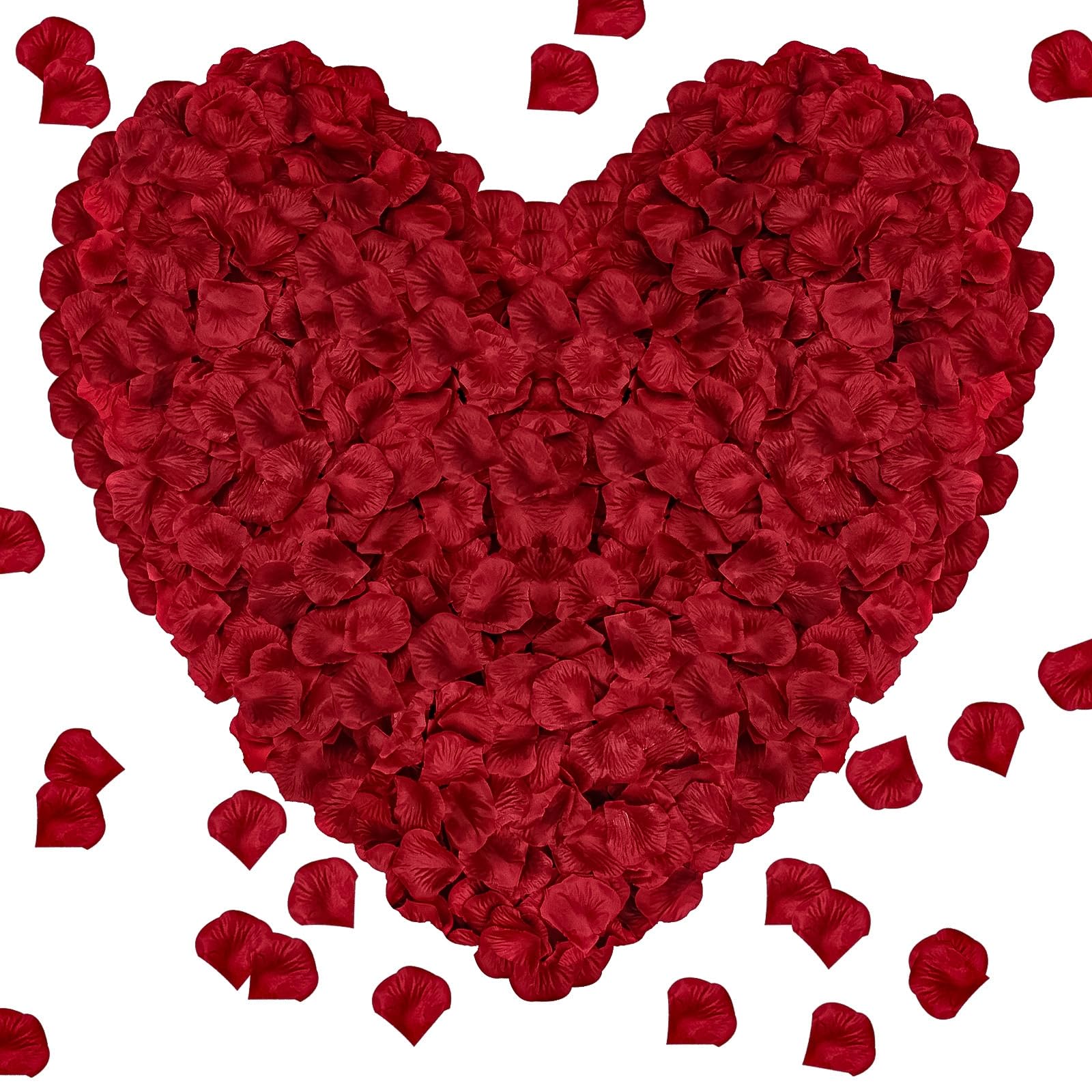 1000Pieces Dark Red Artificial Rose Petals - Silk Fake Flower Petals for Wedding Decorations, Romantic Proposals, Anniversary Parties & Home Decor (Ideal for Table Scatter, Aisle Decor, Photo Backdrops)