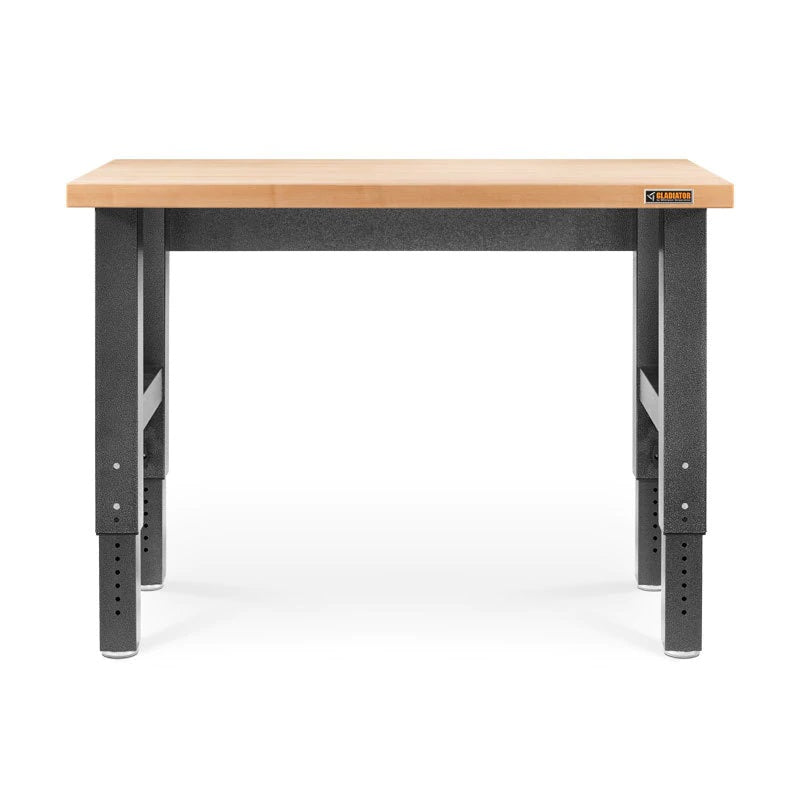 Gladiator 4-Foot Adjustable Height Hardwood Workbench - Heavy Duty Garage Work Table for DIY Projects & Woodworking