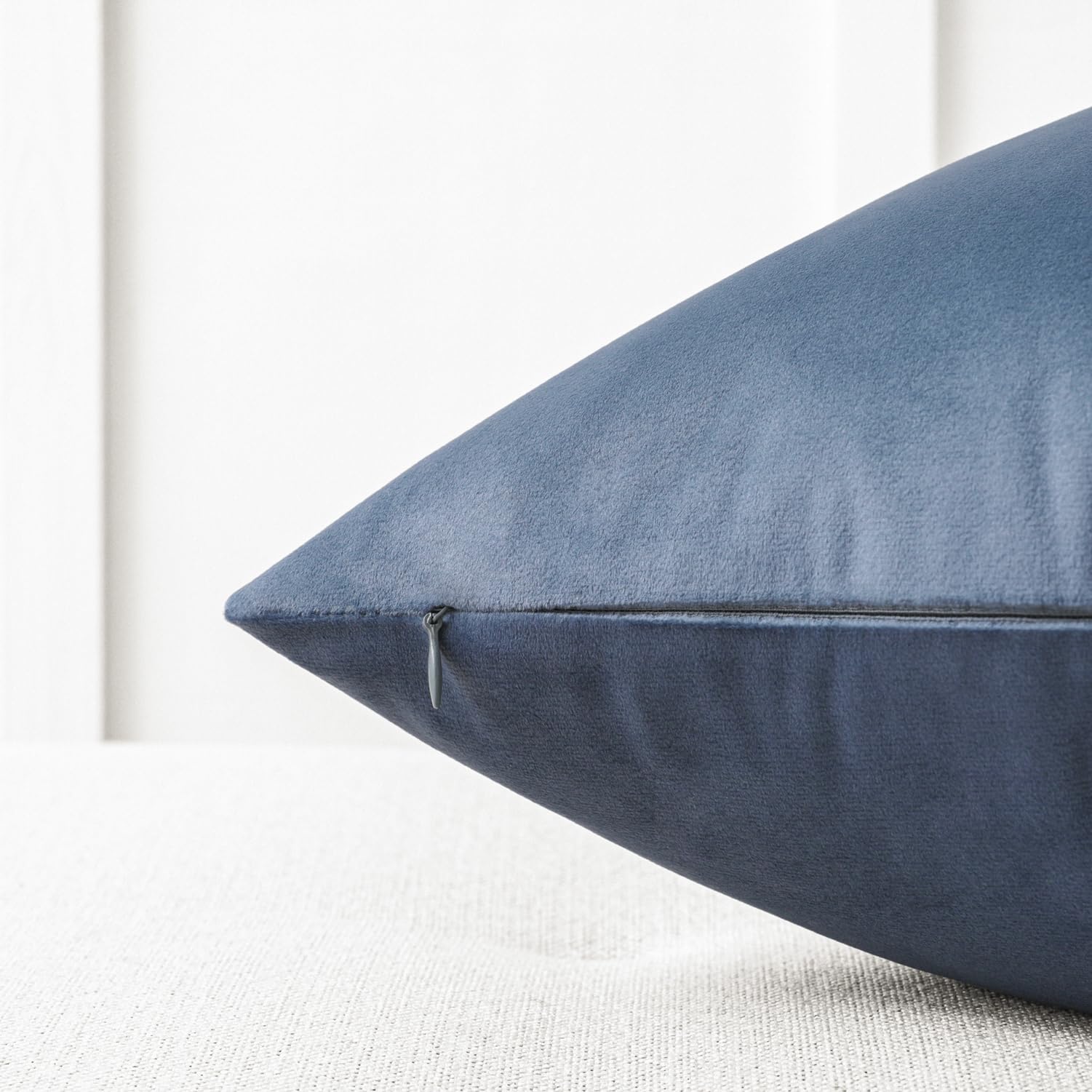 Mixhug Velvet Decorative Throw Pillow Covers Set of 2 - 22x22 Inches Dusty Blue Solid Cushion Covers for Sofa, Couch & Bed - Perfect for Living Room, Bedroom & Home Decor