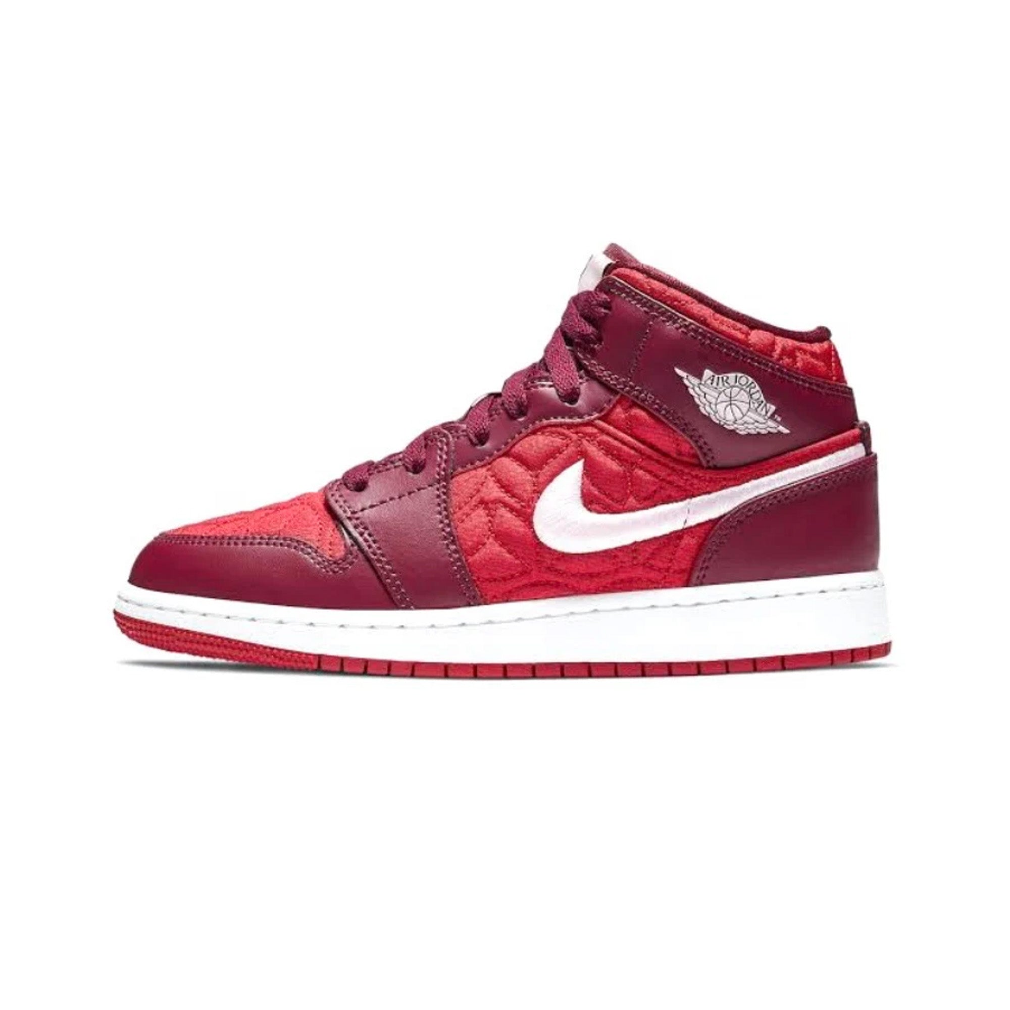 Air Jordan 1 Mid 'Red Quilt' GS Basketball Shoes for Girls - Stylish Sneakers for School, Sports & Casual Wear