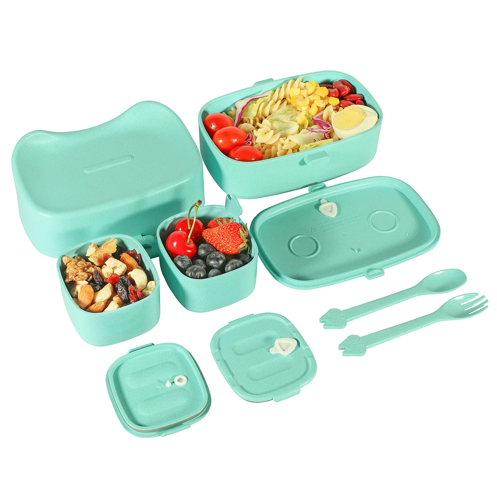 VOLUEX Kids Bento Lunch Box - Reusable, Microwave & Dishwasher Safe Food Container - Perfect for School, Picnics & Meal Prep (Blue)