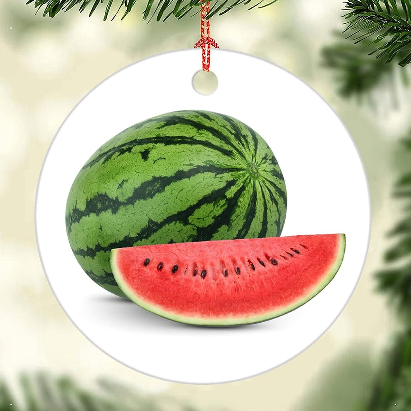 Watermelon Christmas Ornament - Festive Holiday Tree Decorations, Xmas Hanging Pendants for Home & Christmas Tree Decor - Perfect for Holiday Parties, Gift Exchanges & Seasonal Home Decor