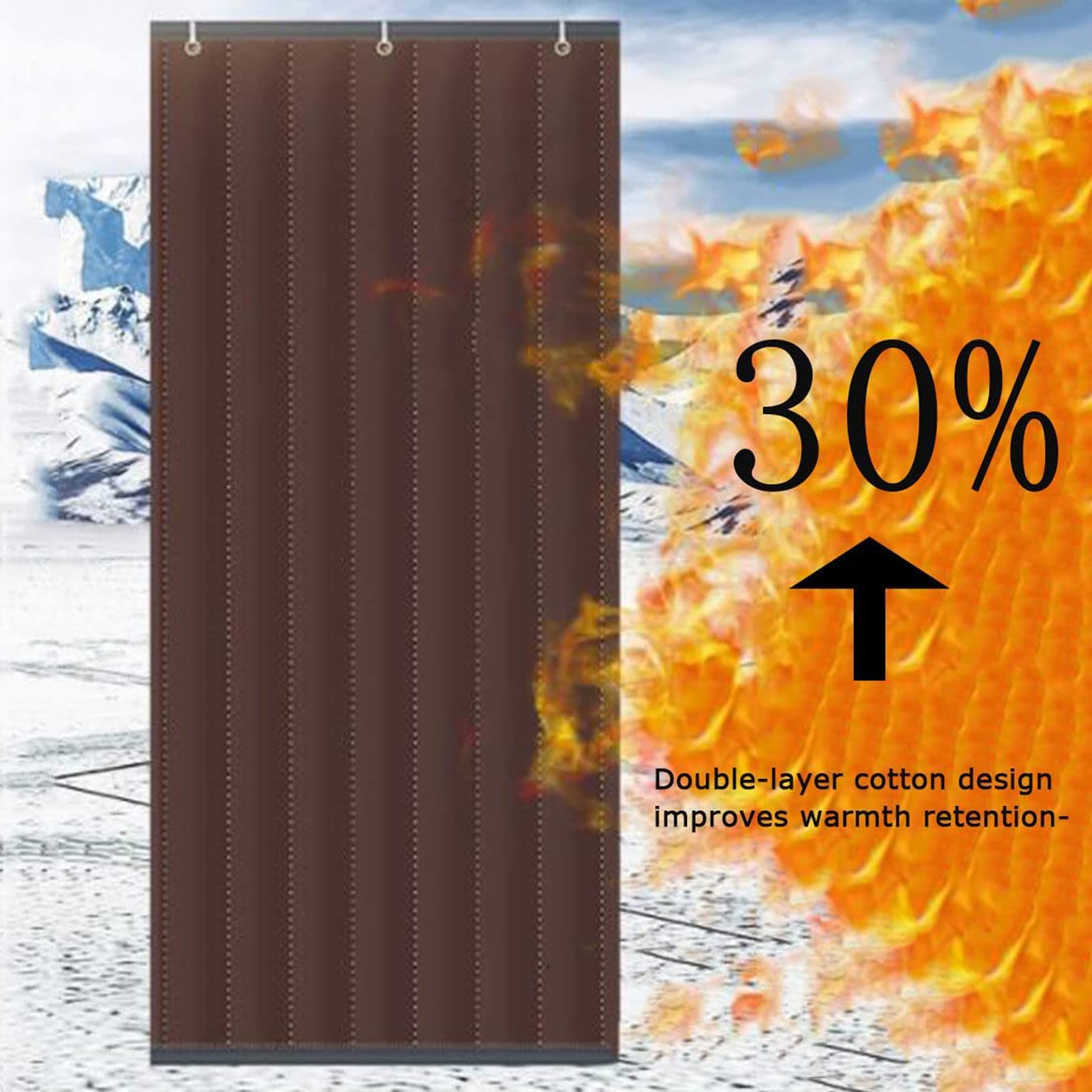47x94 Inch Thermal Insulated Blackout Door Curtain - Heavy Duty Cotton Windproof Soundproof Curtain for Cold Weather - Perfect for Mall Entrances, Supermarkets & Warehouse Doorways