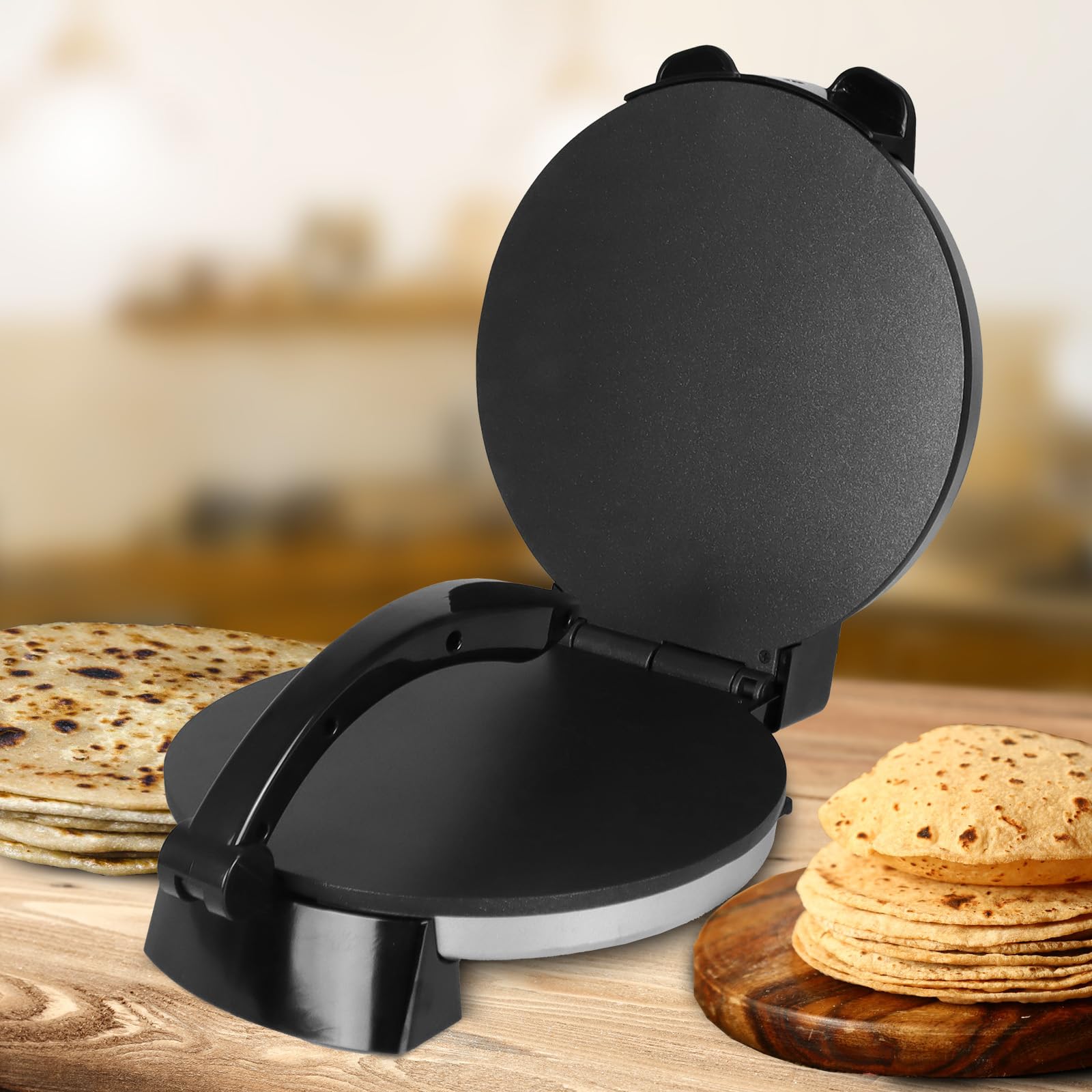 Electric Roti Maker Machine - 10 Inch Stainless Steel Non-Stick Tortilla Press for Chapati, Naan & Flatbread | Perfect for Indian Cuisine, Mexican Dishes & Home Cooking
