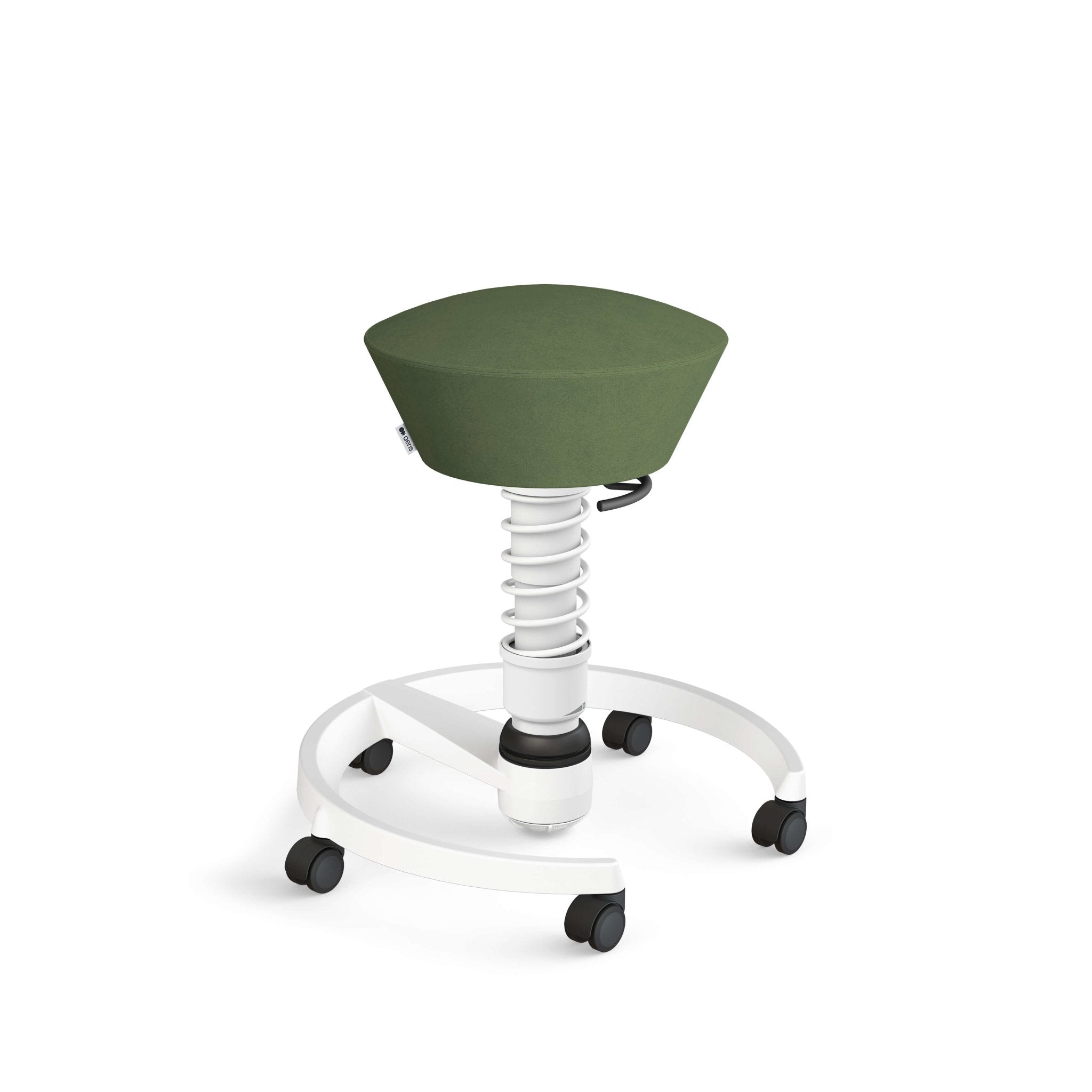 Aeris Swopper Active Sitting Stool with White Castor Wheels - Ergonomic Office Chair Alternative for Home & Workplace - Perfect for Standing Desks, Workstations and Posture Correction