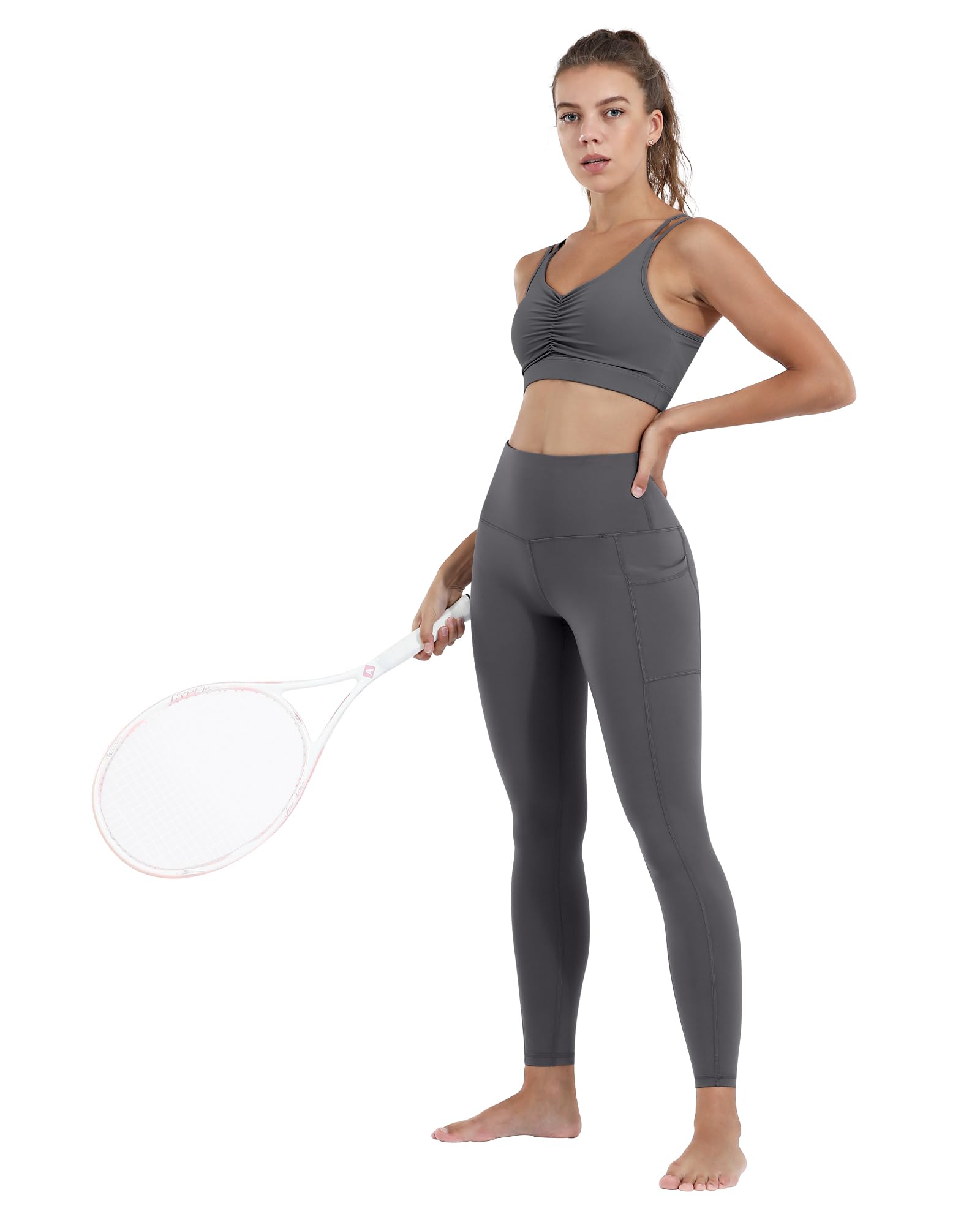 CHRLEISURE Women's High Waisted Yoga Pants with Pockets - Tummy Control Workout Leggings for Running, Gym & Lounge Wear
