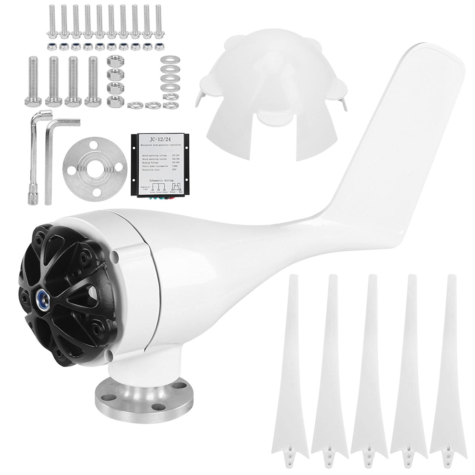 300W 5-Blade Wind Turbine Generator Kit with Charge Controller - 48V Hybrid Solar Wind Power System for Marine, RV, Home & Off-Grid Energy Supply | Perfect for Remote Cabins, Boats, Camping & Emergency Backup Power