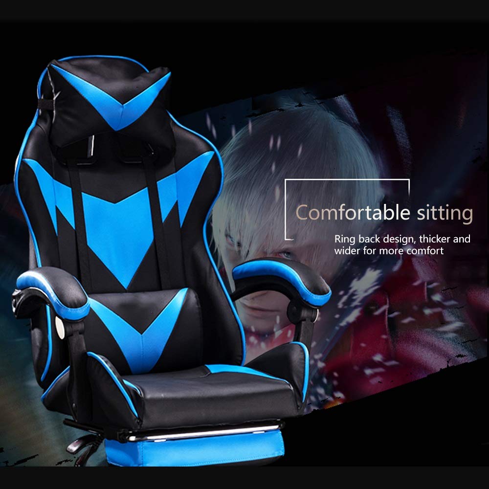 Ergonomic Racing Office Chair - High Back PU Leather Reclining Computer Chair with Massage, Height Adjustable & Swivel for Gaming & Work (Black Yellow) - Perfect for Home Office, Gaming Setup & Workspace Comfort