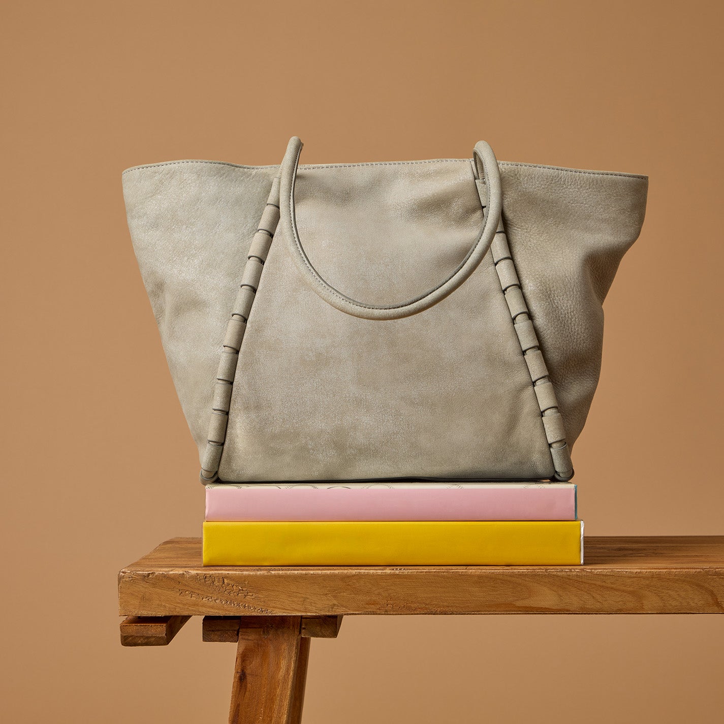 Phoebe Tote Bag in Premium Buffed Leather - Misty Harbor Color | Stylish Women's Handbag for Work, Travel & Everyday Use