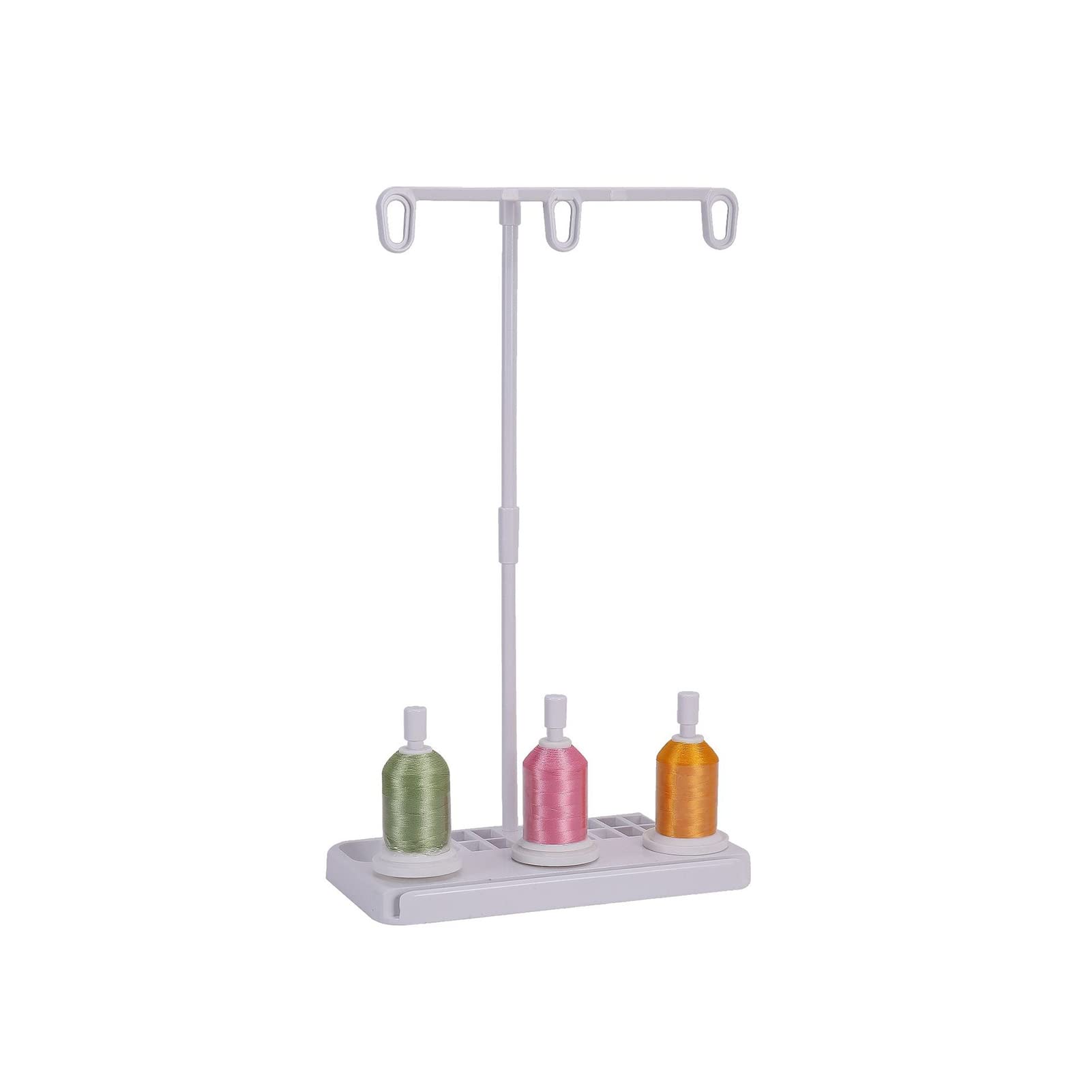 Compact 3-Spool Embroidery Thread Holder Stand - Portable & Wear-Resistant Cone Spool Rack in White - Perfect for Sewing, Quilting & Crafting Projects