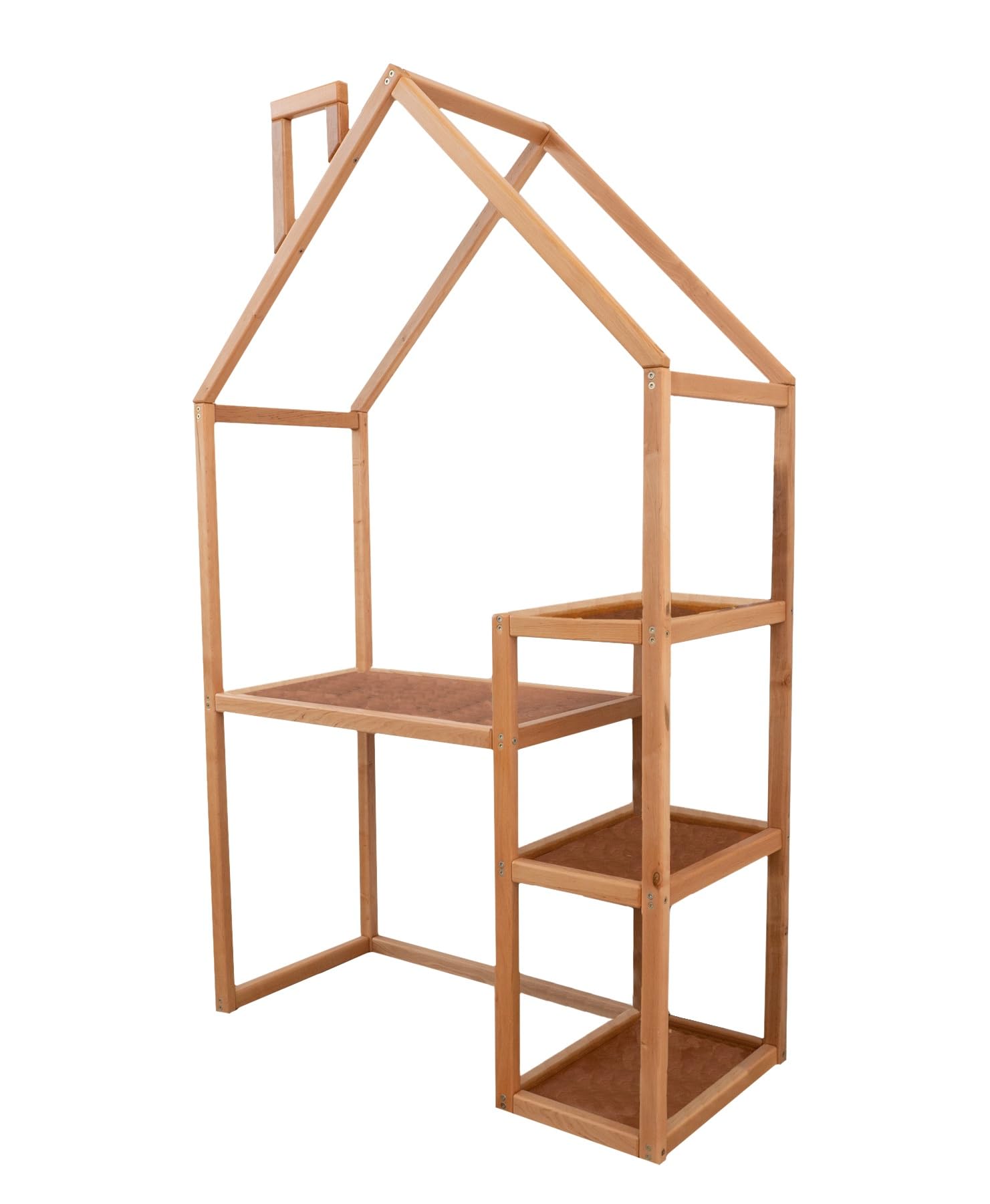 Busywood Kids Wooden Learning Table with Bookshelves & Storage - Montessori Activity Desk for Toddlers - Perfect for Homeschooling, Reading, and Playroom Organization