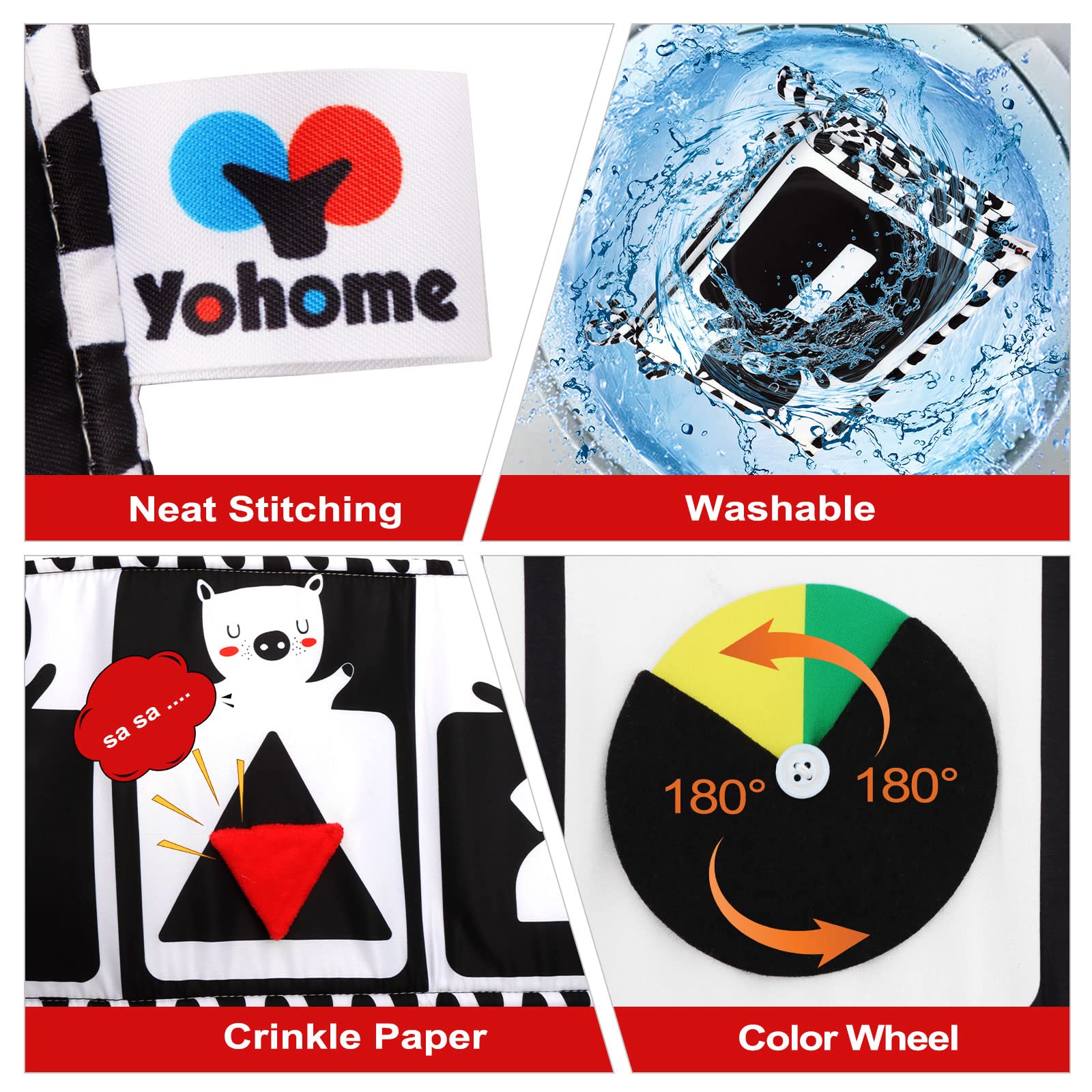 Black and White High Contrast Sensory Baby Toys - Soft Cloth Book for Early Education & Infant Tummy Time | Double-Sided Folding Educational Activity Book for Newborns 0-3 Years Old | Perfect for Crib Play, Visual Stimulation & Developmental Learning