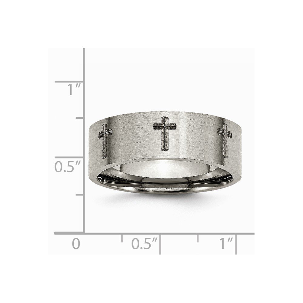 Jewels By Lux Titanium Flat 8mm Laser Engraved Brushed Wedding Band Ring for Men - Perfect for Anniversary, Engagement, and Everyday Wear