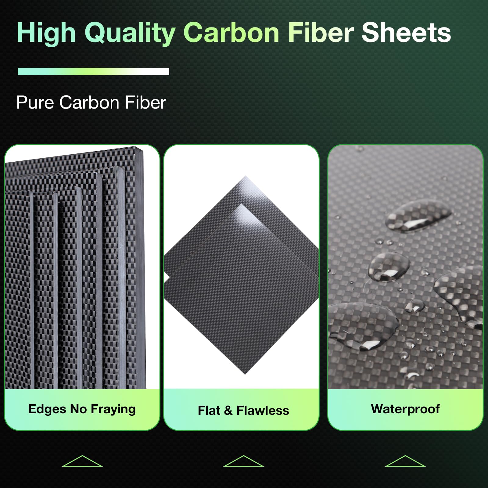 3K Carbon Fiber Sheet 400x500x3mm - 1-6mm Thickness Plain Weave Glossy Finish Panel for DIY Projects, Car Parts, Model Making & Wallet Repair (Durable Carbon Fiber Board) - Perfect for Automotive Upgrades, Crafting & Industrial Applications