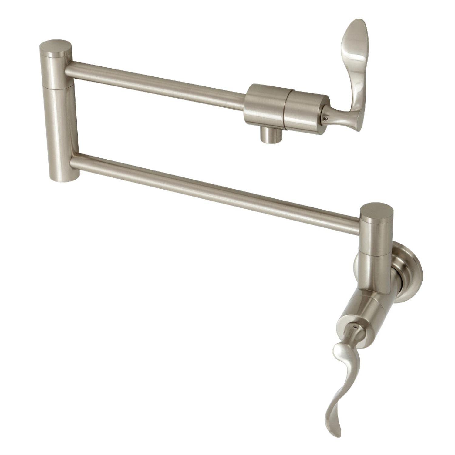 Kingston Brass KS4108CFL Century Wall Mount Pot Filler Faucet - Brushed Nickel Finish - Ideal for Kitchen, Cooking & Filling Large Pots Easily