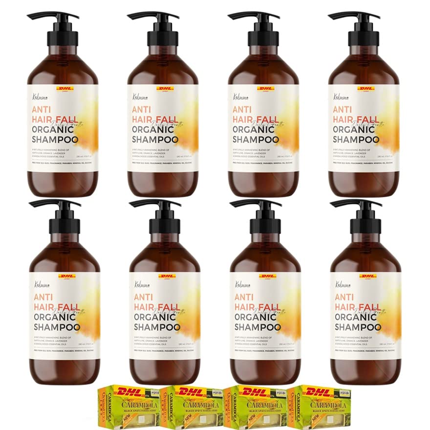 Kalmme Organic Anti Hair Fall Shampoo - Slow Down Grey Hair, 290ml (8-Piece Set) | DHL Shipping | Natural Hair Care for Thinning & Aging Hair | Perfect for Daily Use & Hair Growth Treatment