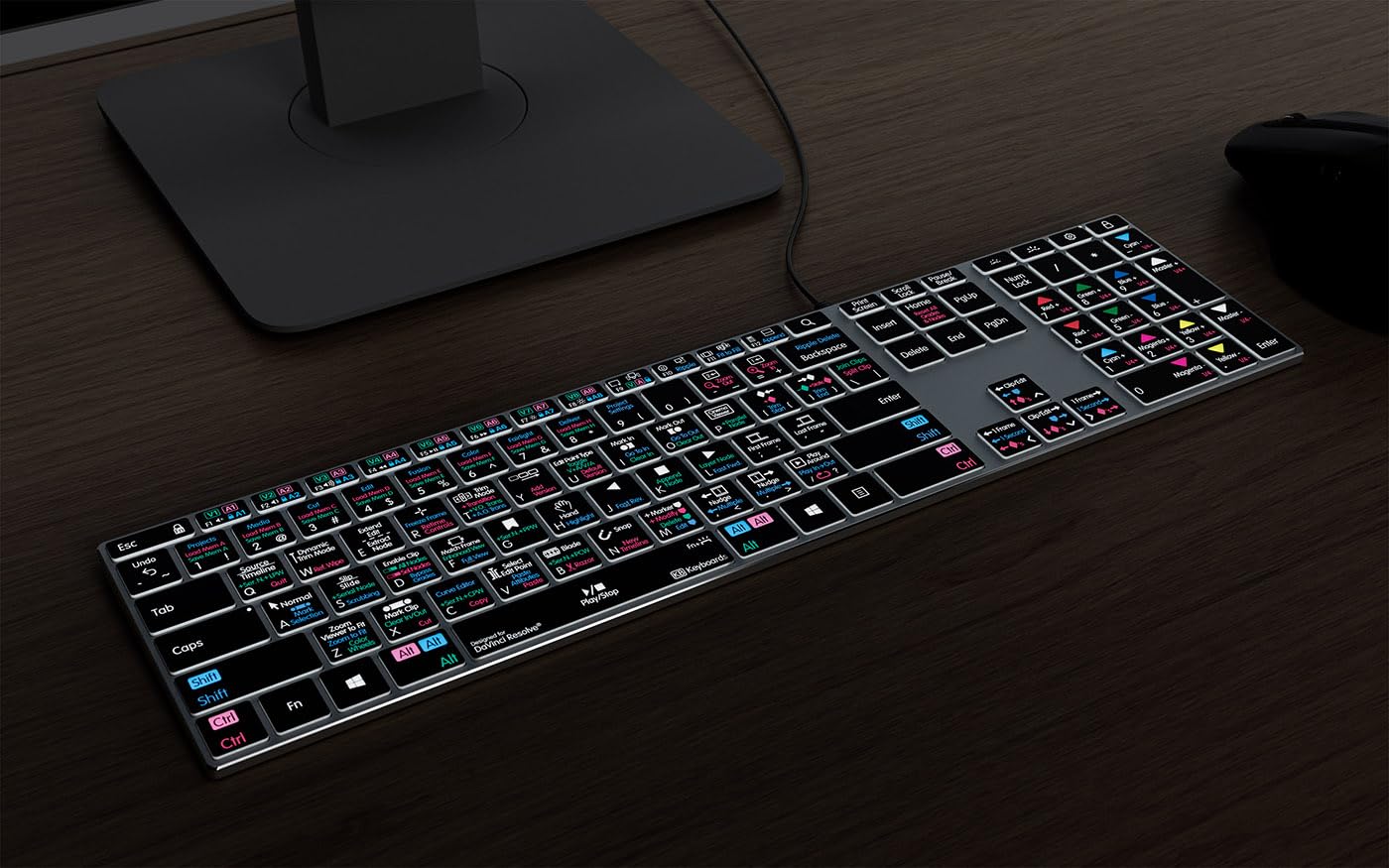 DaVinci Resolve Backlit Pro Aluminum Keyboard for Windows - Professional Video Editing Keyboard with Backlit Keys - Perfect for Film Editors & Color Grading Studios