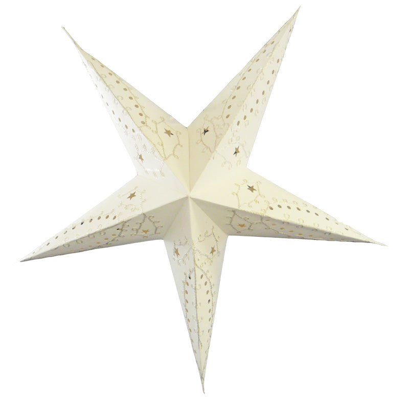 24-Pack White Embroidery Paper Star Lanterns - Elegant Hanging Decor for Weddings, Parties & Home Decor | Perfect for Indoor & Outdoor Celebrations