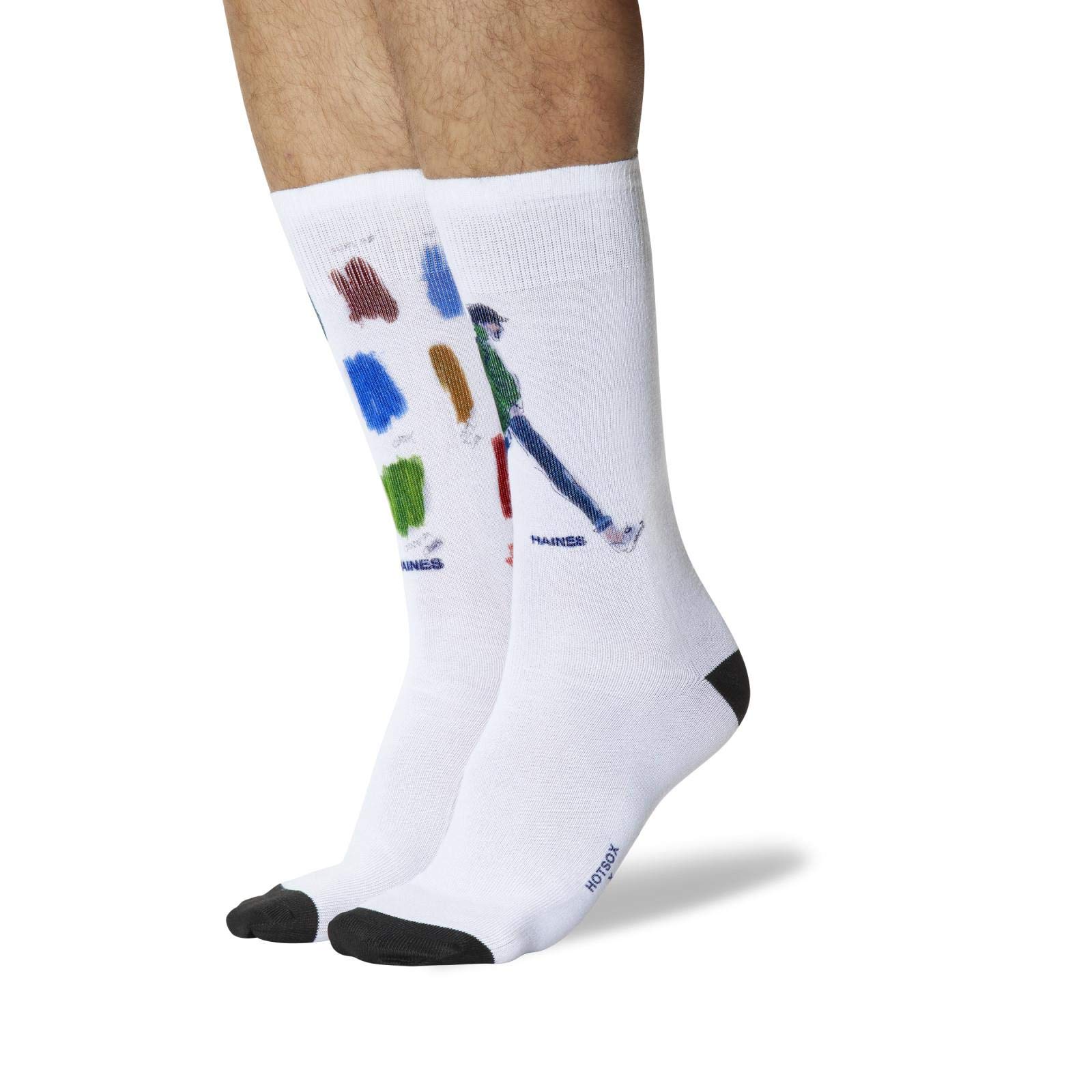 Hot Sox Men's Paint Socks Size 6-12.5 - White for Casual & Work Wear