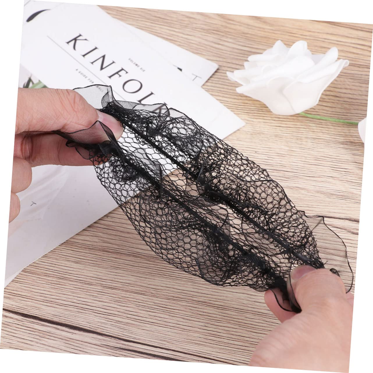 Minkissy 10pcs Black Elastic Hair Snoods - Breathable Hair Nets for Women, Perfect for Dance, Ballet, Bun Hairstyles & Salon Use