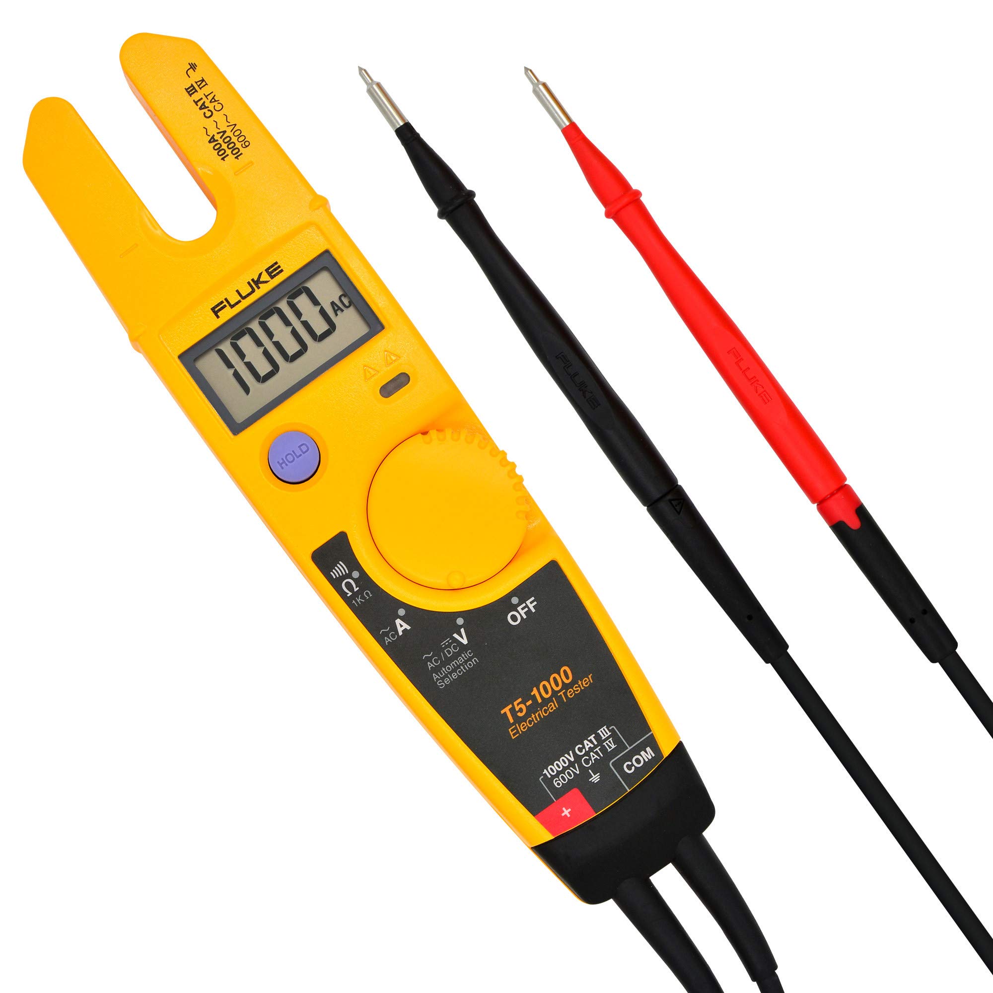 Fluke T5-1000 Voltage Continuity and Current Electrical Tester - Compact Multimeter for Electricians, DIY Home Repairs & Industrial Use