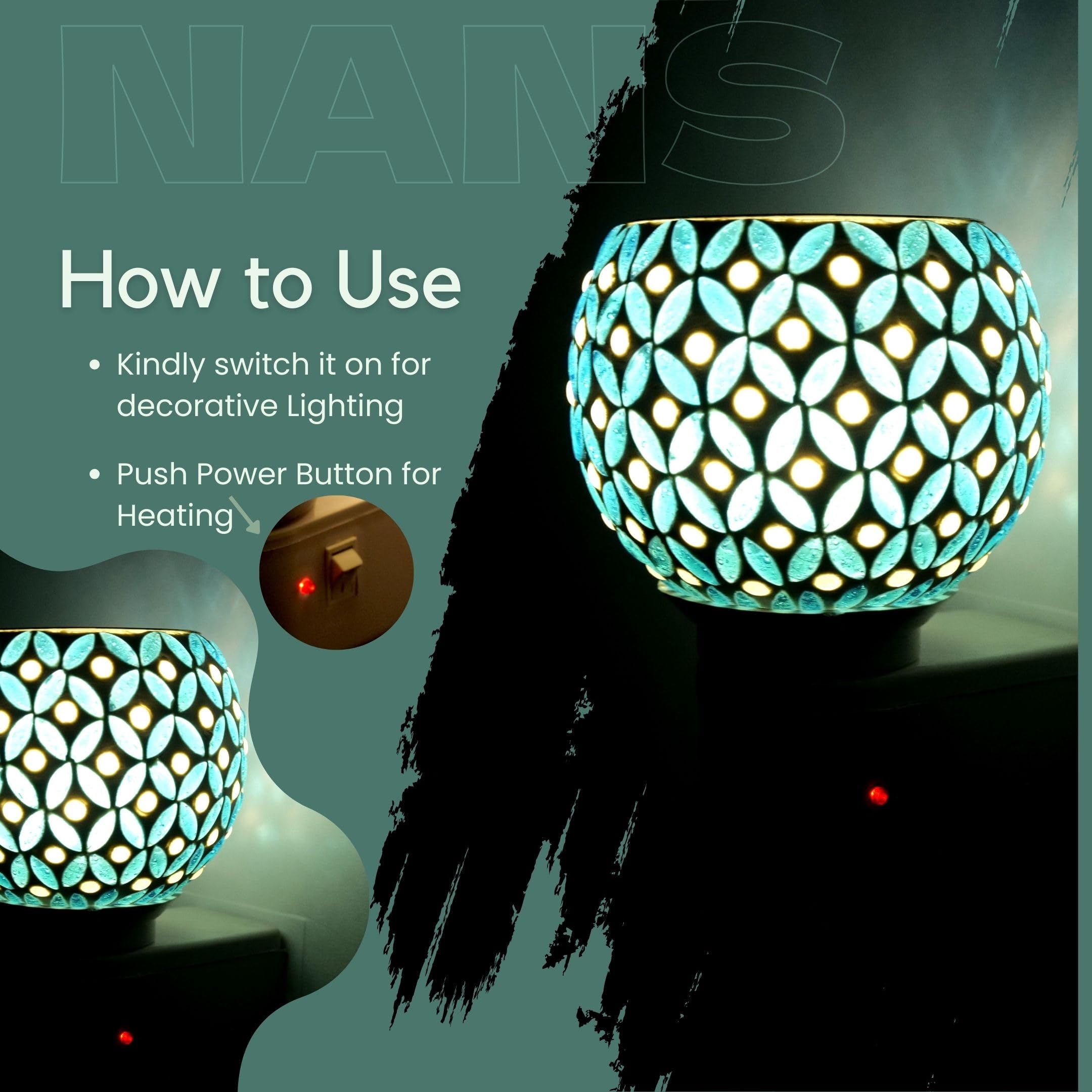 Premium Ceramic Aroma Diffuser & Night Light - Essential Oil Warmer with On/Off Switch, Multi-Functional Camphor Burner for Home Fragrance - Perfect for Bedroom, Yoga Studio & Aromatherapy Sessions