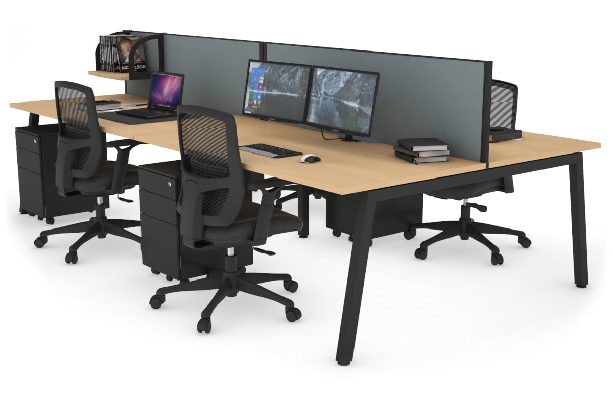 Quadro 4-Person Office Workstation Desk - 1200L x 800W with Cable Management Scallop - Perfect for Collaborative Workspaces, Team Meetings & Open Office Environments