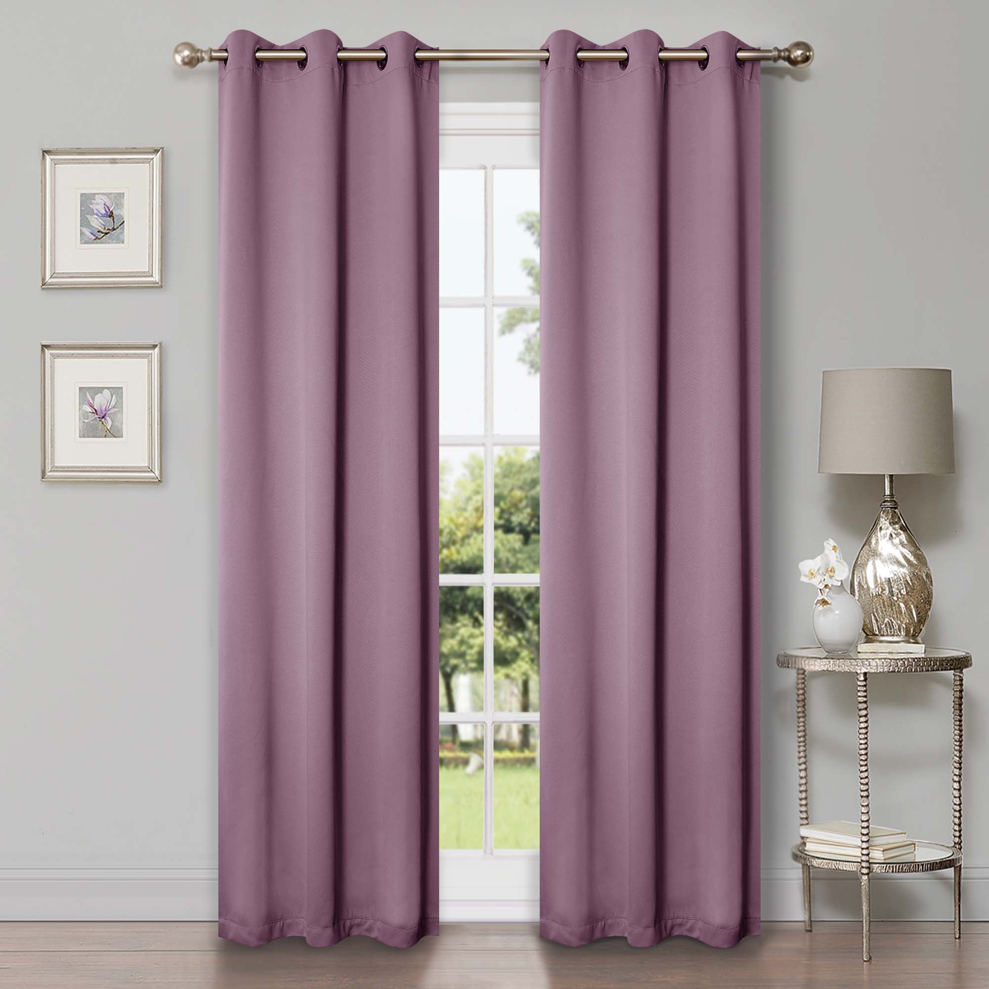 Solid Classic Modern Grommet Blackout Curtain Set - Thermal Insulated Window Drapes for Bedroom & Living Room - Noise Reducing Room Darkening Curtains for Better Sleep