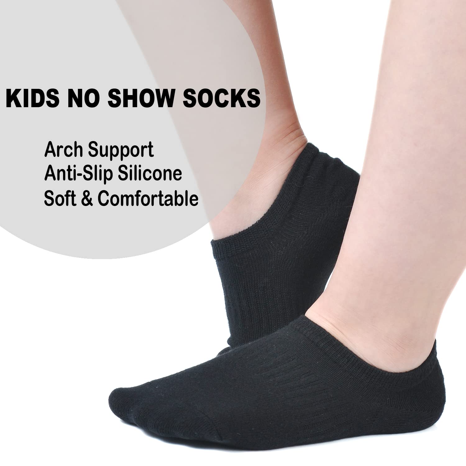 EPEIUS Kids No Show Socks for Girls & Boys - 6/12 Pack Low Cut Cotton Socks with Non-Slip Grip - Perfect for School, Sports & Everyday Wear