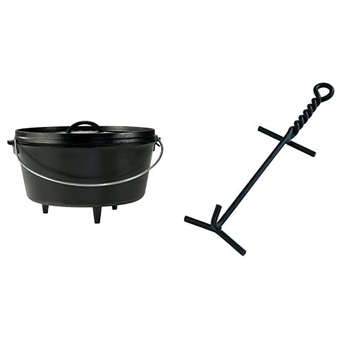 Lodge Pre-Seasoned Cast Iron Dutch Oven with Lid Lifter - 6 Quart Camping Cookware for Outdoor Cooking, Camping Trips & Backpacking