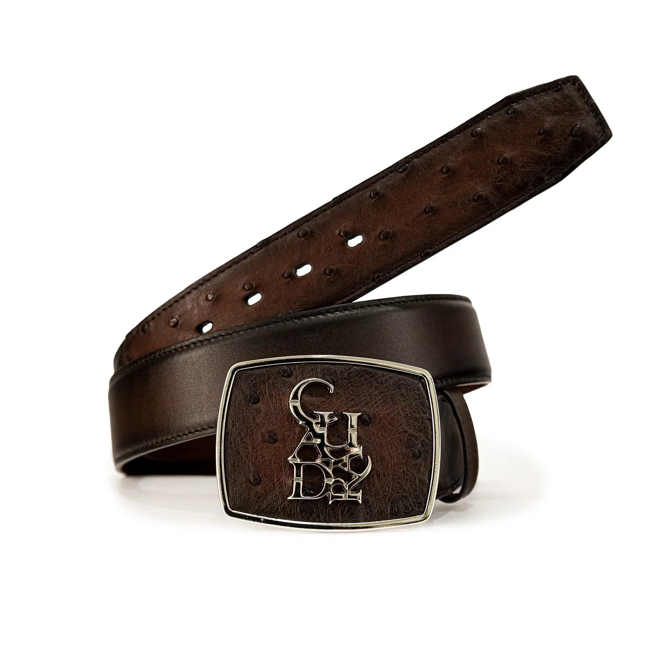 CV501A1 Genuine Ostrich Leather Belt for Men - Brown Casual Fashion Belt - Perfect for Business, Office & Everyday Wear