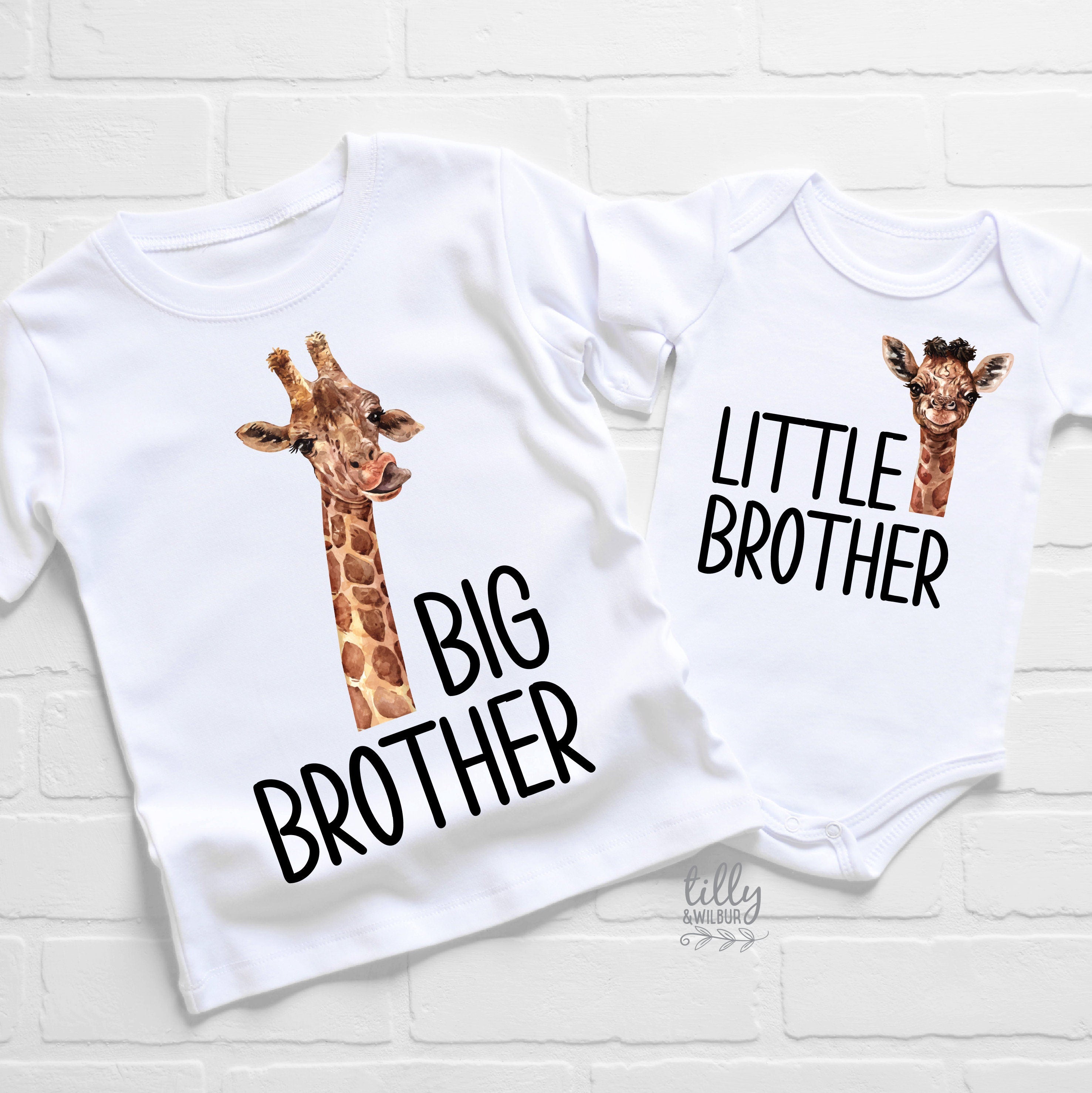 Big & Little Sibling Matching T-Shirts & Bodysuits - Custom Colors - Perfect for Family Photos, Twin Outfits & Special Occasions
