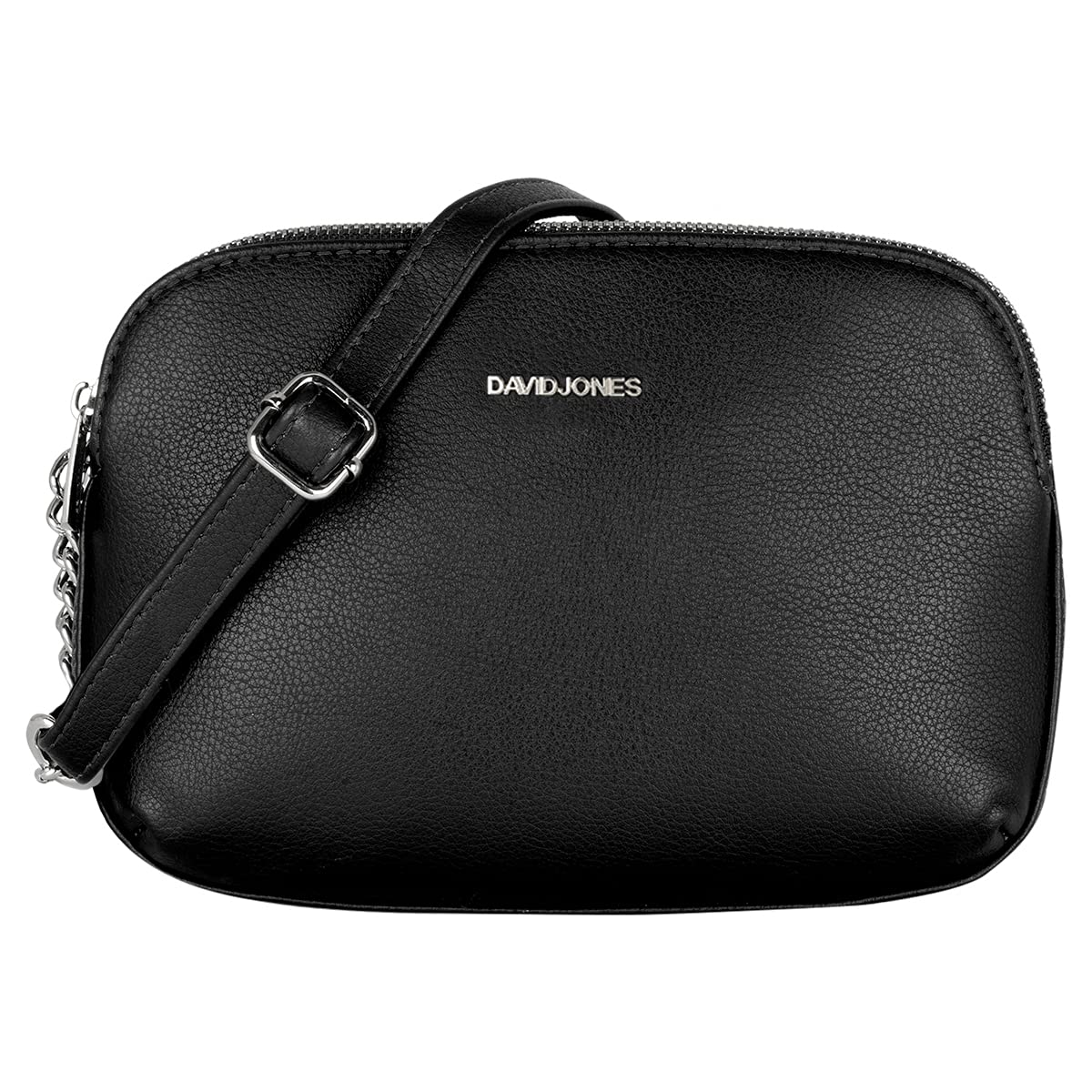 David Jones Women's Small Crossbody Bag - PU Leather Shoulder Purse with Zipper & Multi-Pockets | Elegant Saddle Handbag for Work, Travel & Everyday Use | Classic City Messenger Bag for Ladies (Office, Shopping, Date Night)