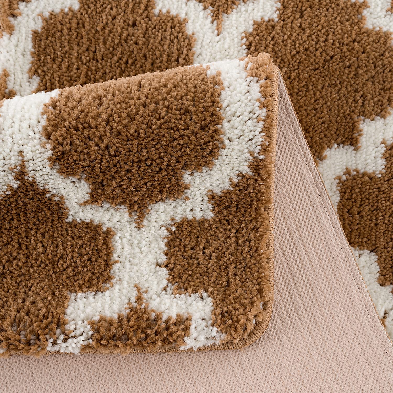 Wunderlin Soft Trellis Non-Slip Washable Kitchen Runner Rugs Set of 2 - Brown, Anti-Skid Floor Mat for Kitchen, Dining Room & High Traffic Areas
