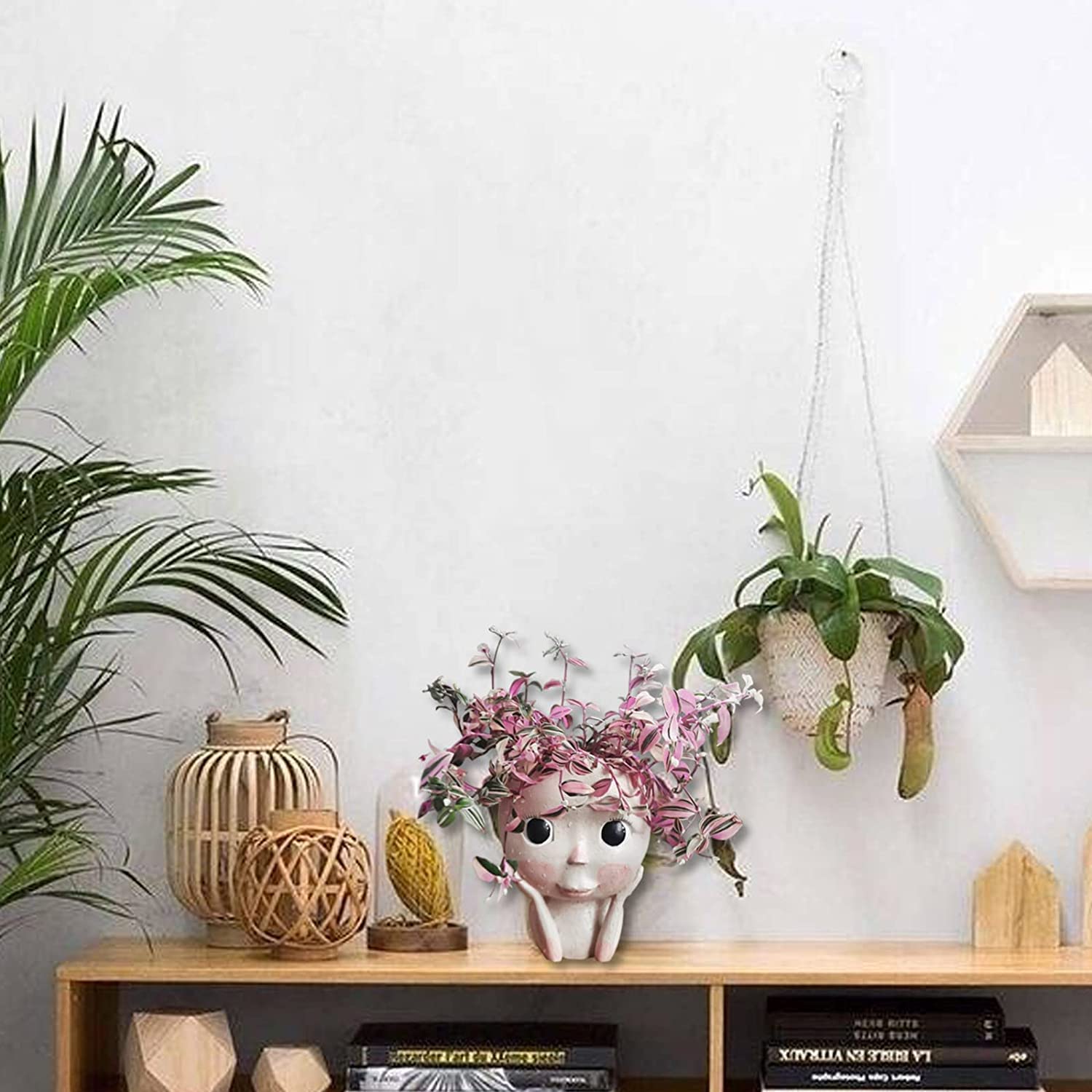 Greenstalk Succulent Face Planter with Drainage Hole - Cactus Flower Pot for Indoor Plants, Home Desk Decor & Gardening - Perfect for Office Decor, Living Room Accent, and Gift Ideas