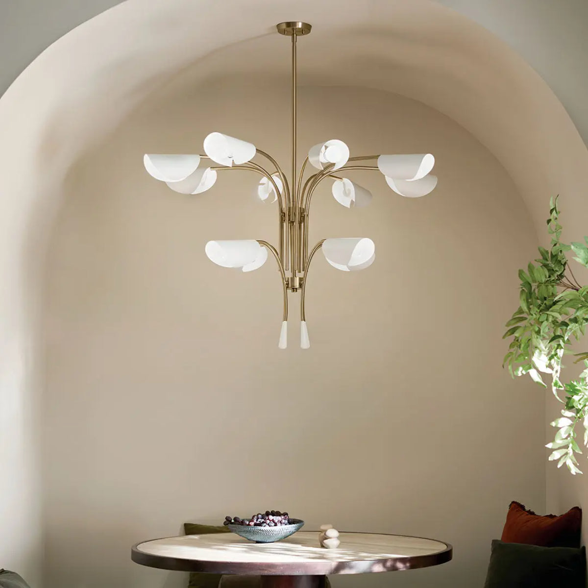 Arcus 46-Inch 12-Light Modern Chandelier for Dining Room, Living Room & Bedroom - Elegant Ceiling Light Fixture with Crystal Accents